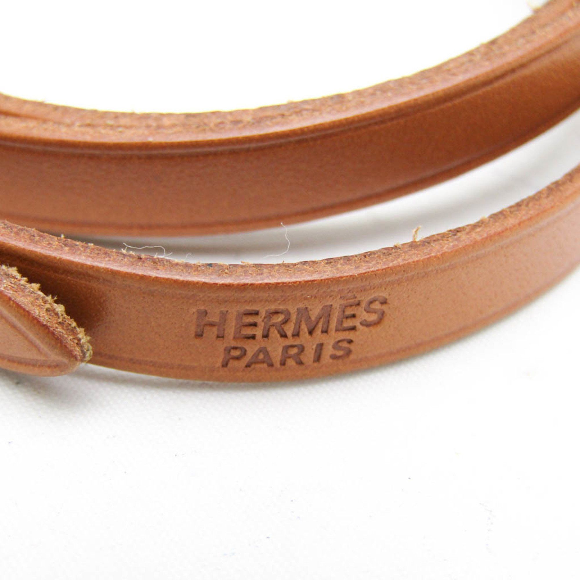 Hermes Hermes Hapi Choker Leather,Metal Bangle Brown,Silver Size ONE SIZE - 6 Thumbnail