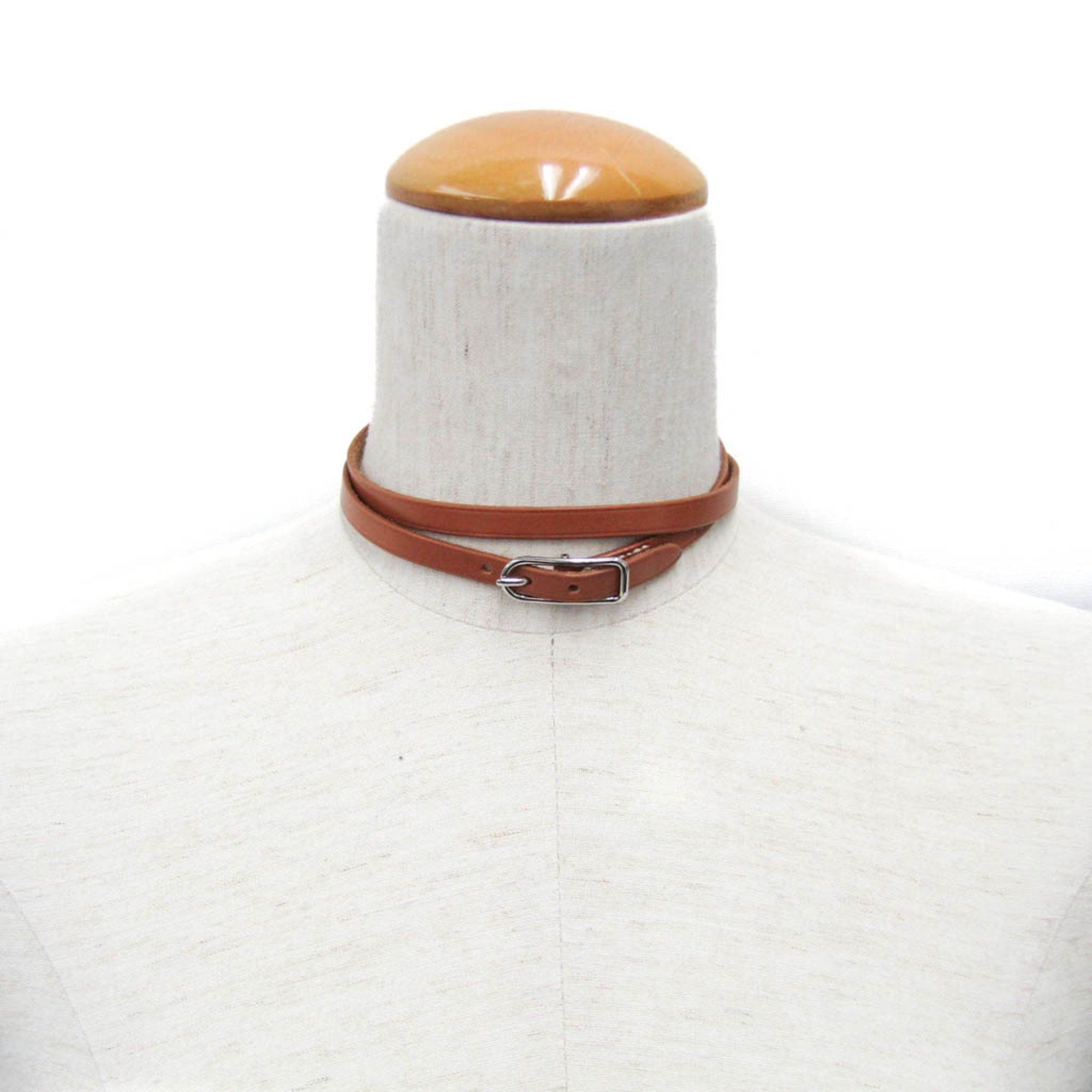 Hermes Hermes Hapi Choker Leather,Metal Bangle Brown,Silver Size ONE SIZE - 8 Thumbnail