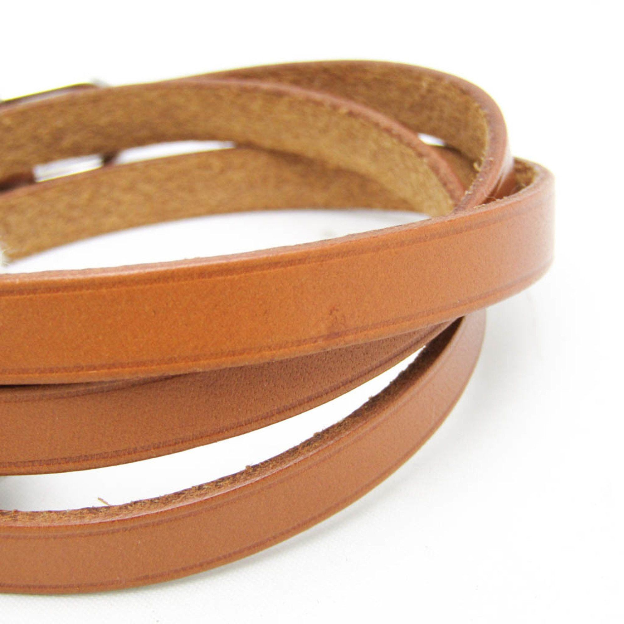 Hermes Hermes Hapi Choker Leather,Metal Bangle Brown,Silver Size ONE SIZE - 4 Thumbnail