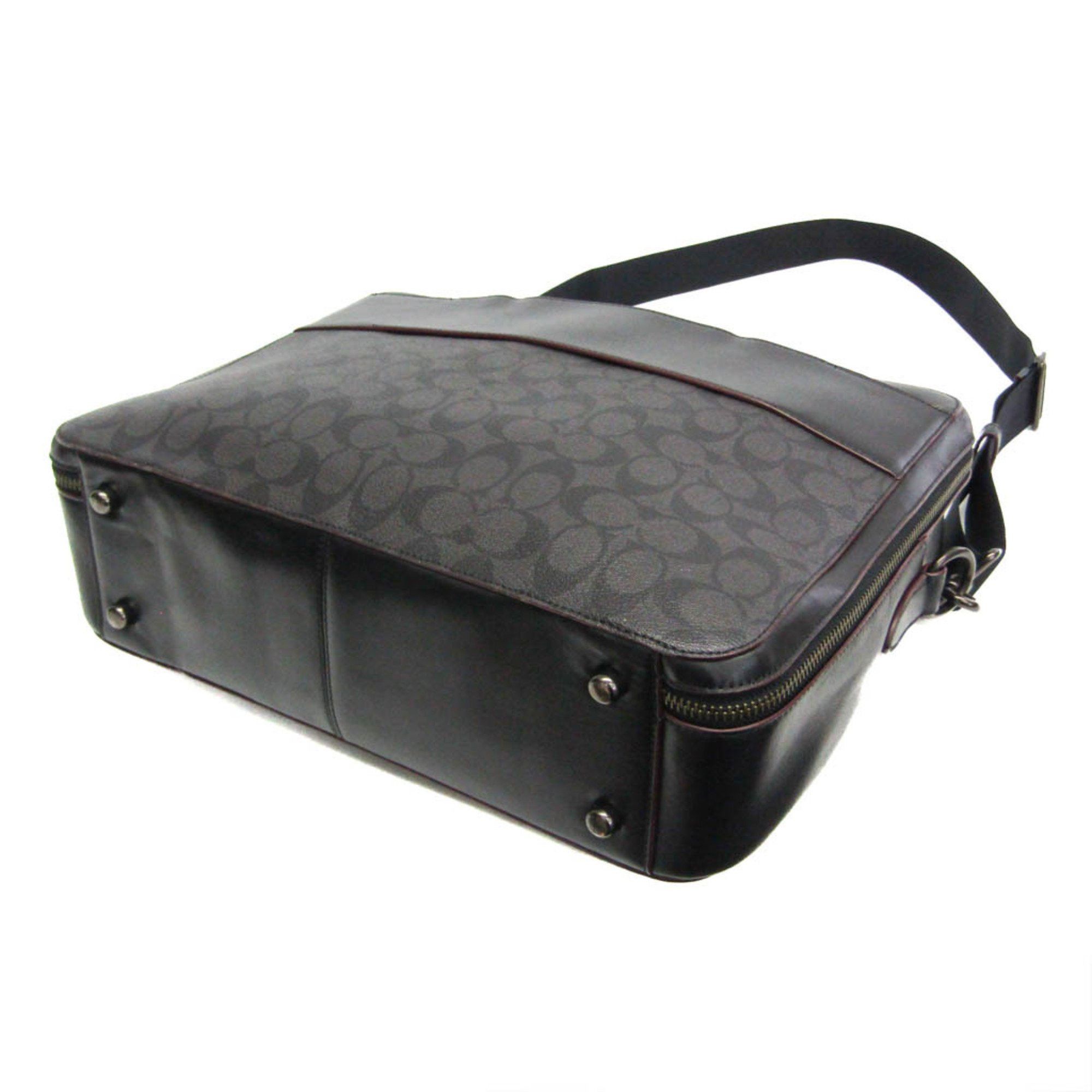 Coach Coach Signature F79974 Men's PVC,Leather Briefcase,Shoulder Bag Black,Gray Size ONE SIZE - 2 Thumbnail