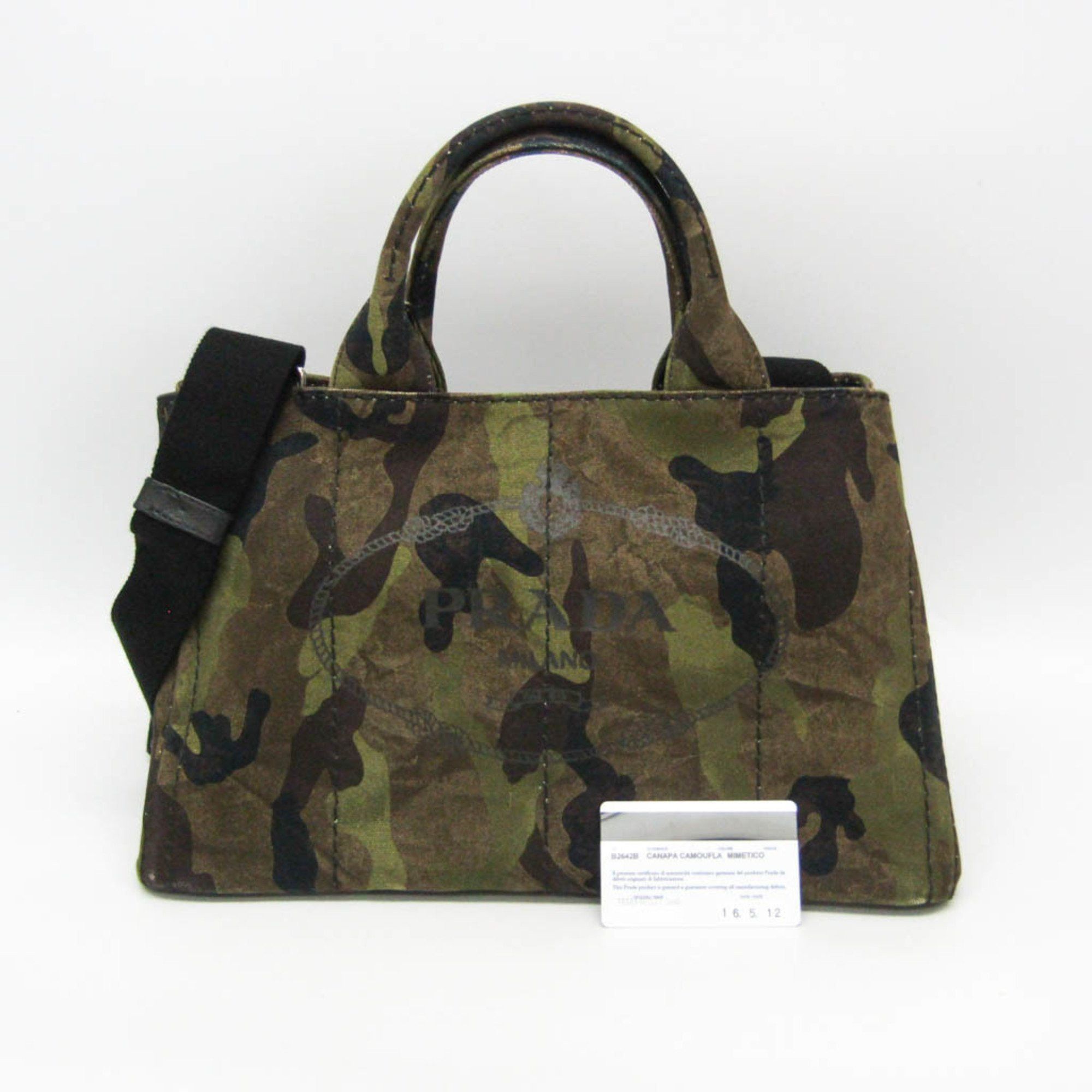 Prada Prada Canapa Camouflage B2642B Women's Canvas Handbag,Shoulder Bag Brown,Khaki Size ONE SIZE - 2 Thumbnail