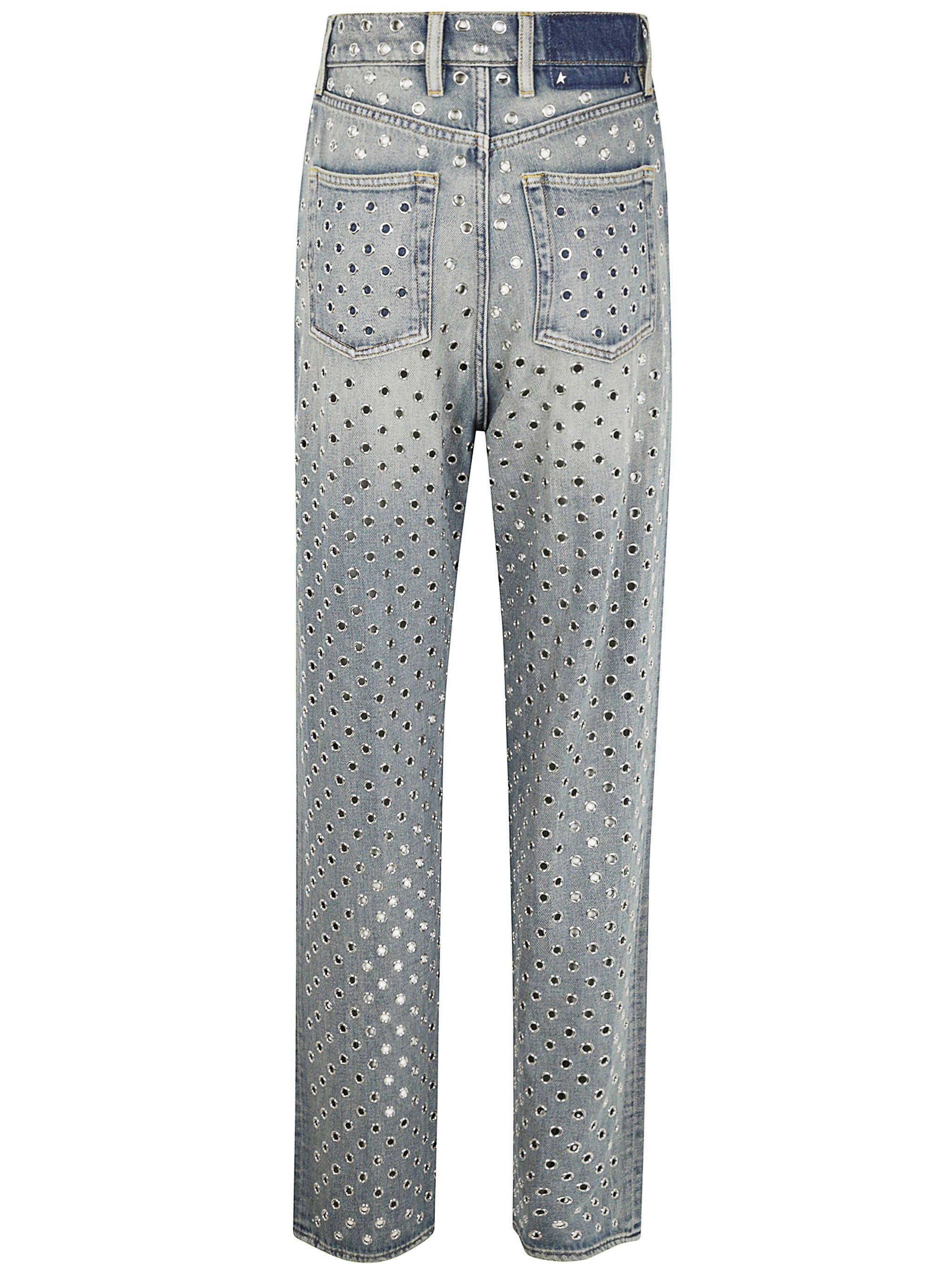 デニム・ジーパン Golden  JOURNEY W`S PANT KIM SAND WASH ALL OVER EYELET Golden Goose JOURNEY W`S PANT KIM SAND WASH ALL OVER EYELET