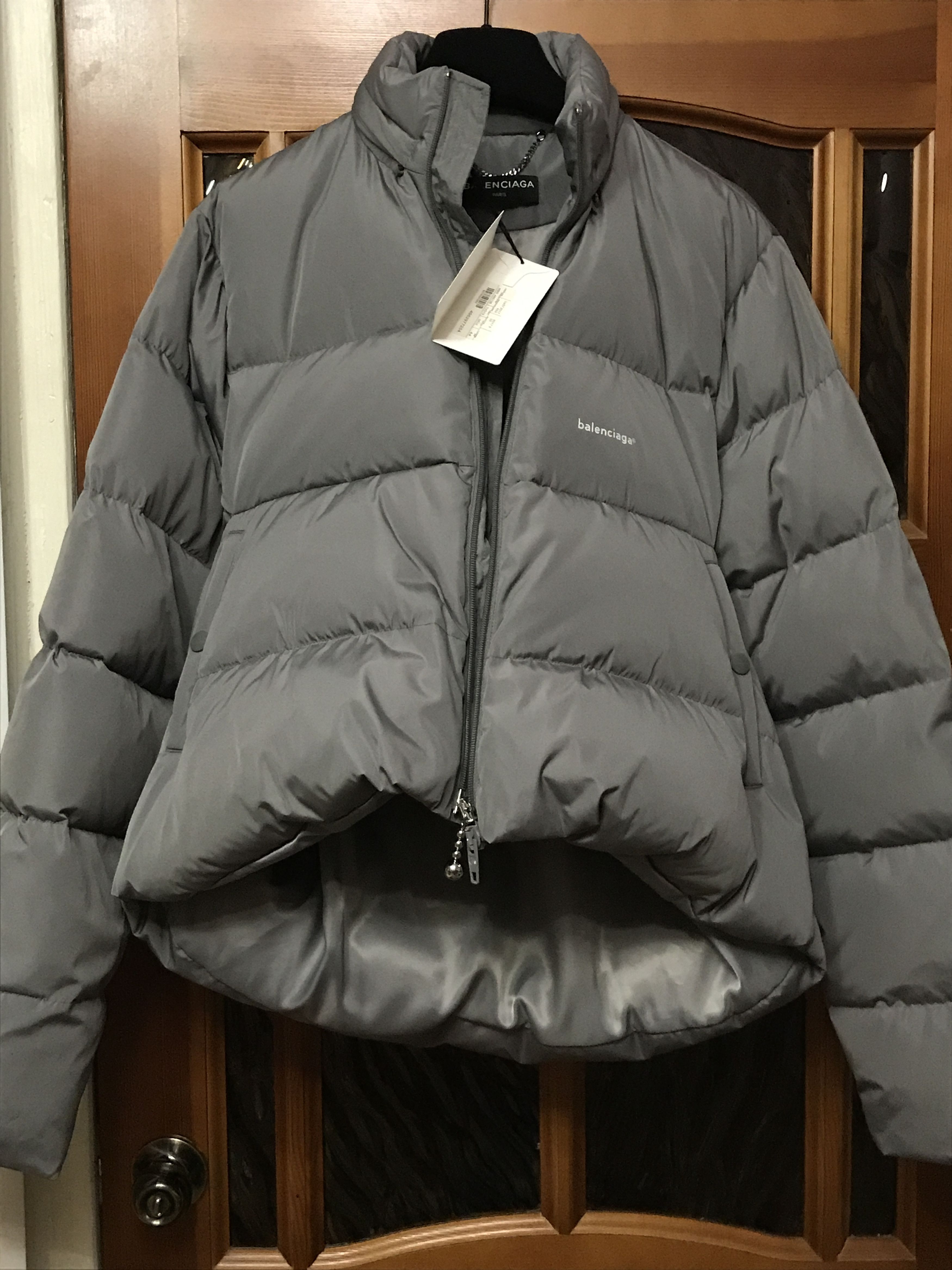 Balenciaga grey puffer hotsell