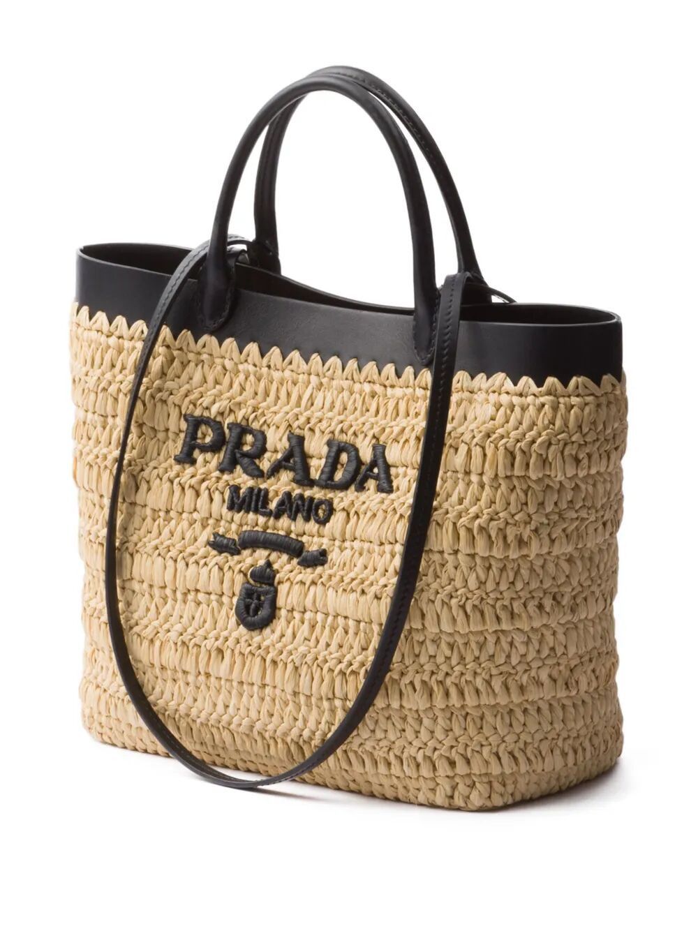 Prada SMALL CROCHET AND LEATHER TOTE BAG Size ONE SIZE - 3 Thumbnail