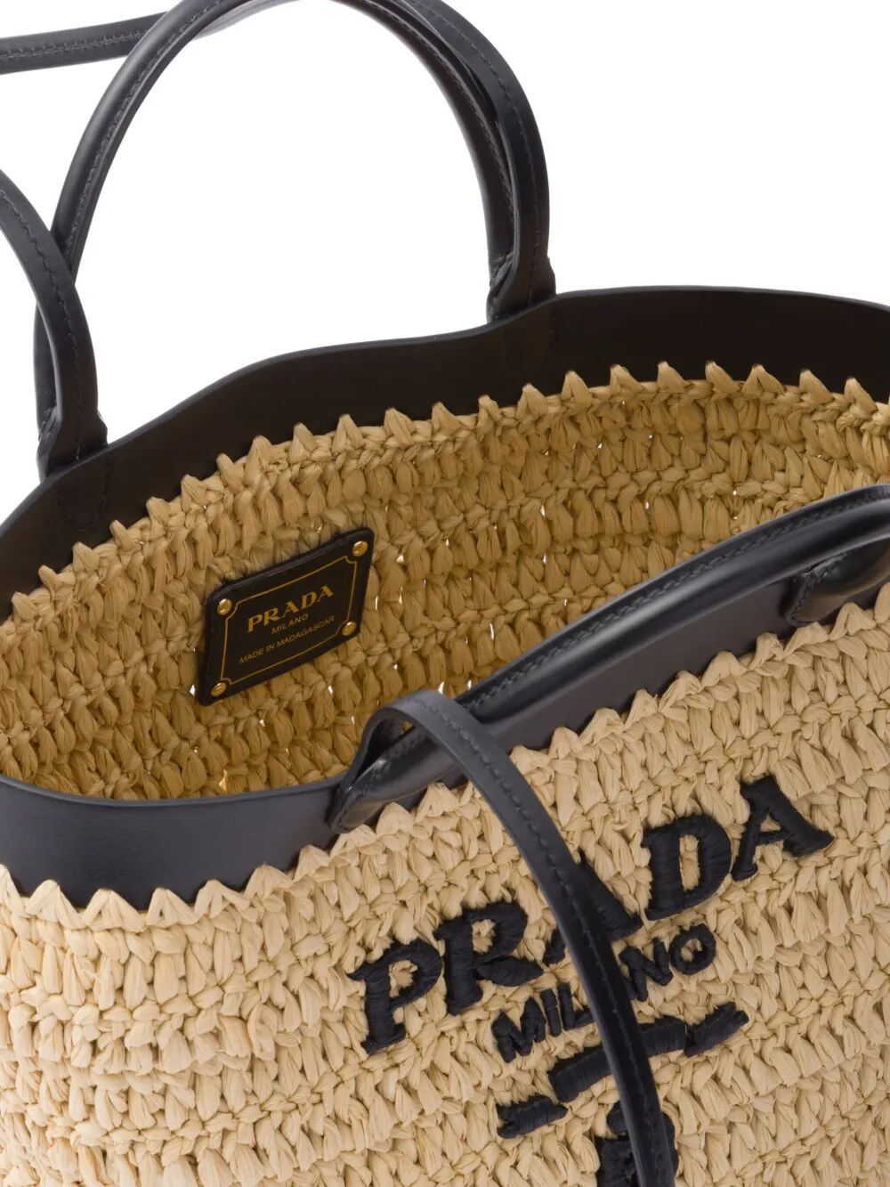Prada SMALL CROCHET AND LEATHER TOTE BAG Size ONE SIZE - 5 Thumbnail