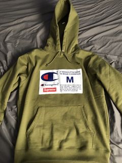 Supreme x champion hot sale label hoodie