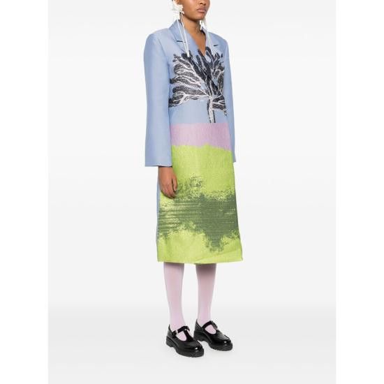 Stine Goya STINE GOYA Women Coats SGC015 2269P TREE BLUE Size S / US 4 / IT 40 - 4 Thumbnail