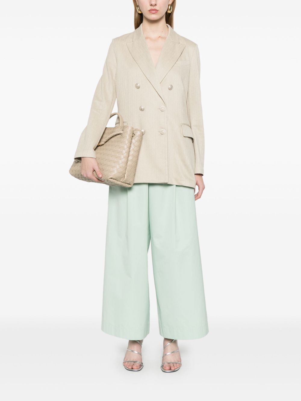 Circolo 1901 LINEN AND COTTON DOUBLE-BREASTED JACKET Size M / US 6-8 / IT 42-44 - 3 Thumbnail