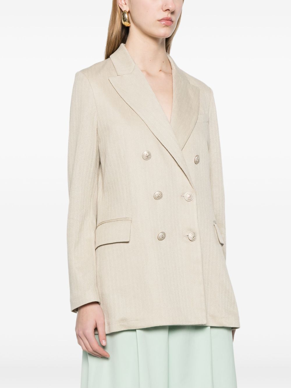 Circolo 1901 LINEN AND COTTON DOUBLE-BREASTED JACKET Size M / US 6-8 / IT 42-44 - 5 Thumbnail