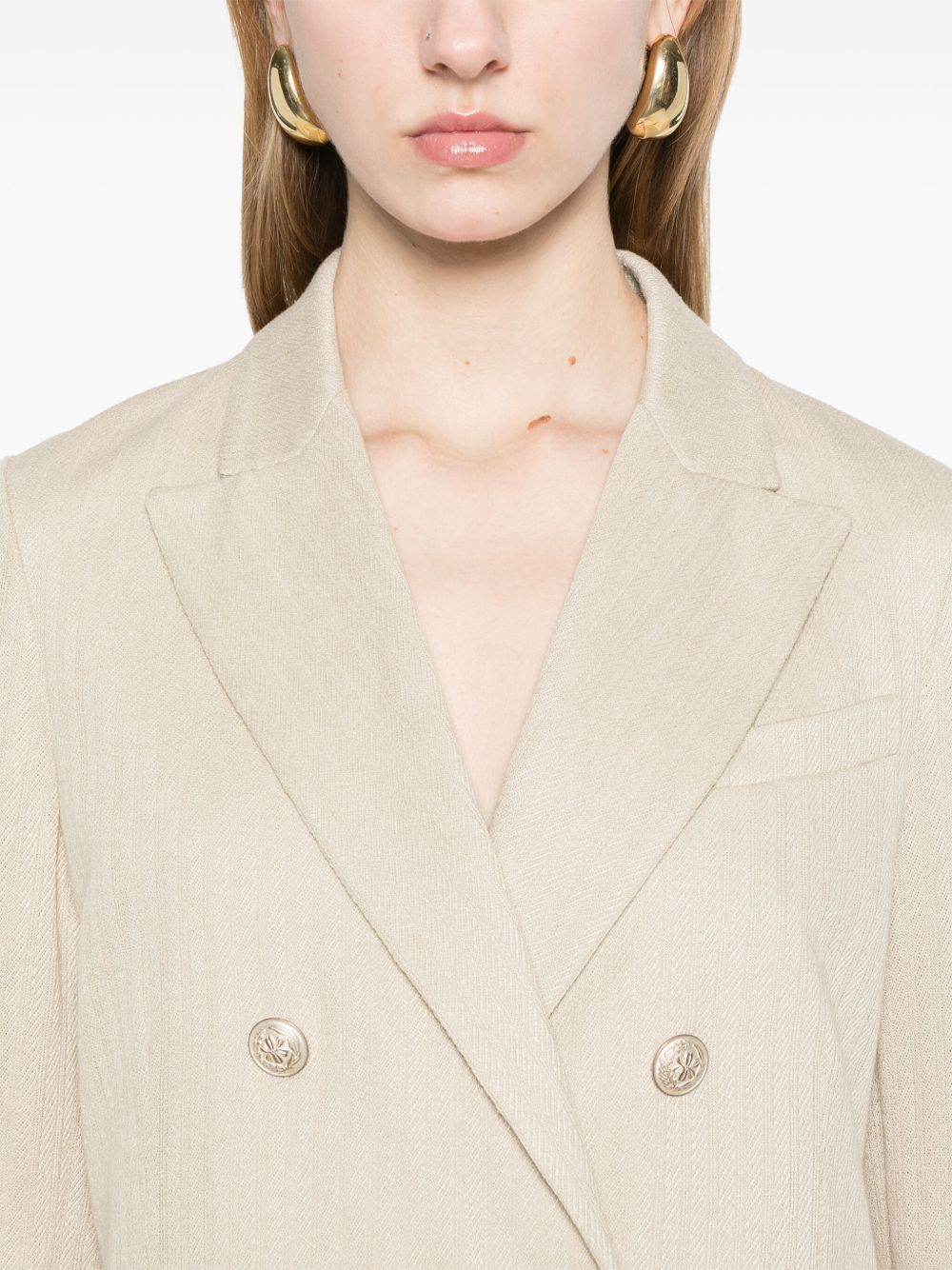 Circolo 1901 LINEN AND COTTON DOUBLE-BREASTED JACKET Size M / US 6-8 / IT 42-44 - 2 Thumbnail