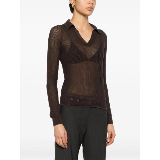 Paloma Wool PALOMA WOOL Women Polo Shirts UJ1615 DANDY BROWN Size XS / US 0-2 / IT 36-38 - 3 Thumbnail