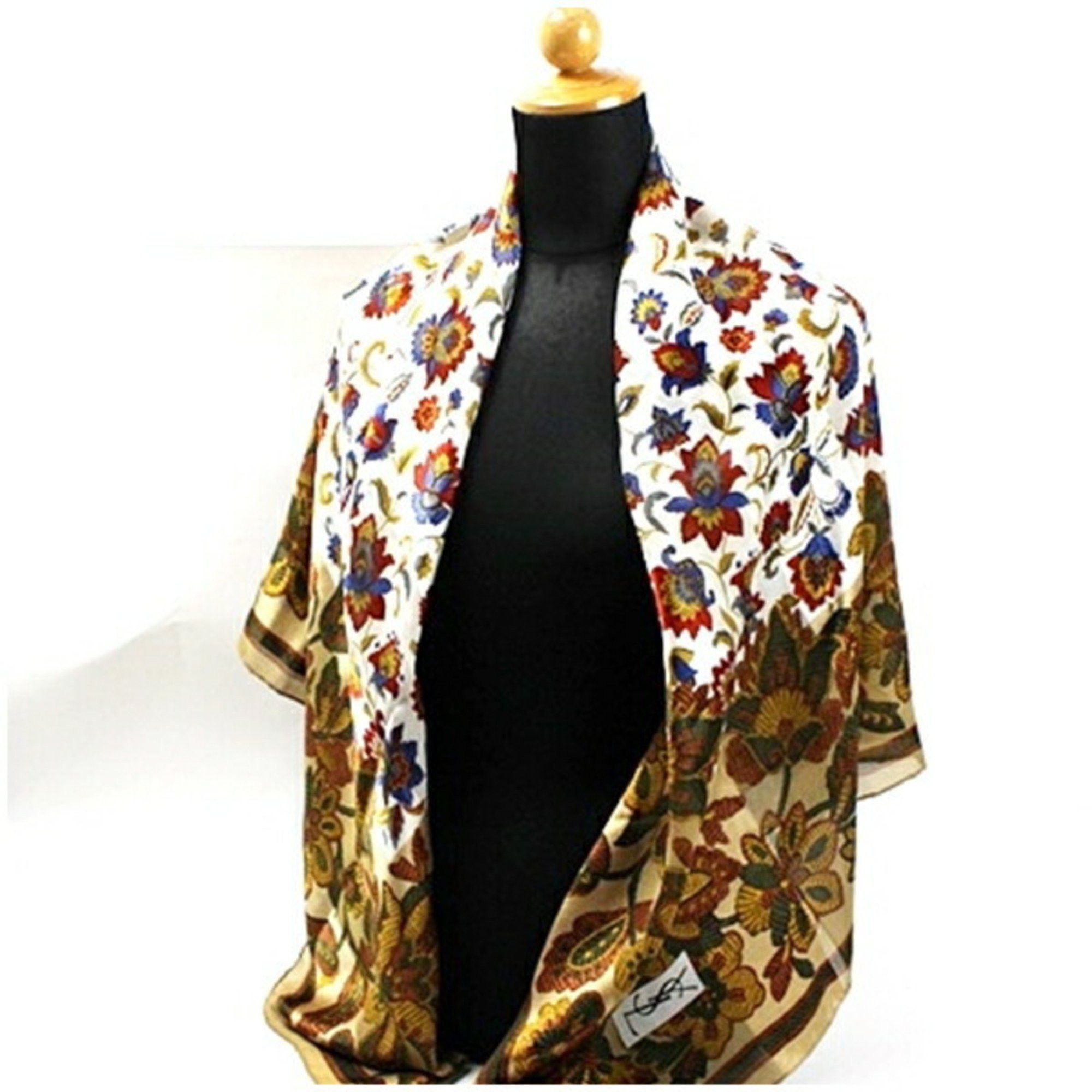 Yves Saint Laurent Yves Saint Laurent Large Scarf Beige x Multicolor YVES SAINT LAURENT Women's Size ONE SIZE - 5 Thumbnail