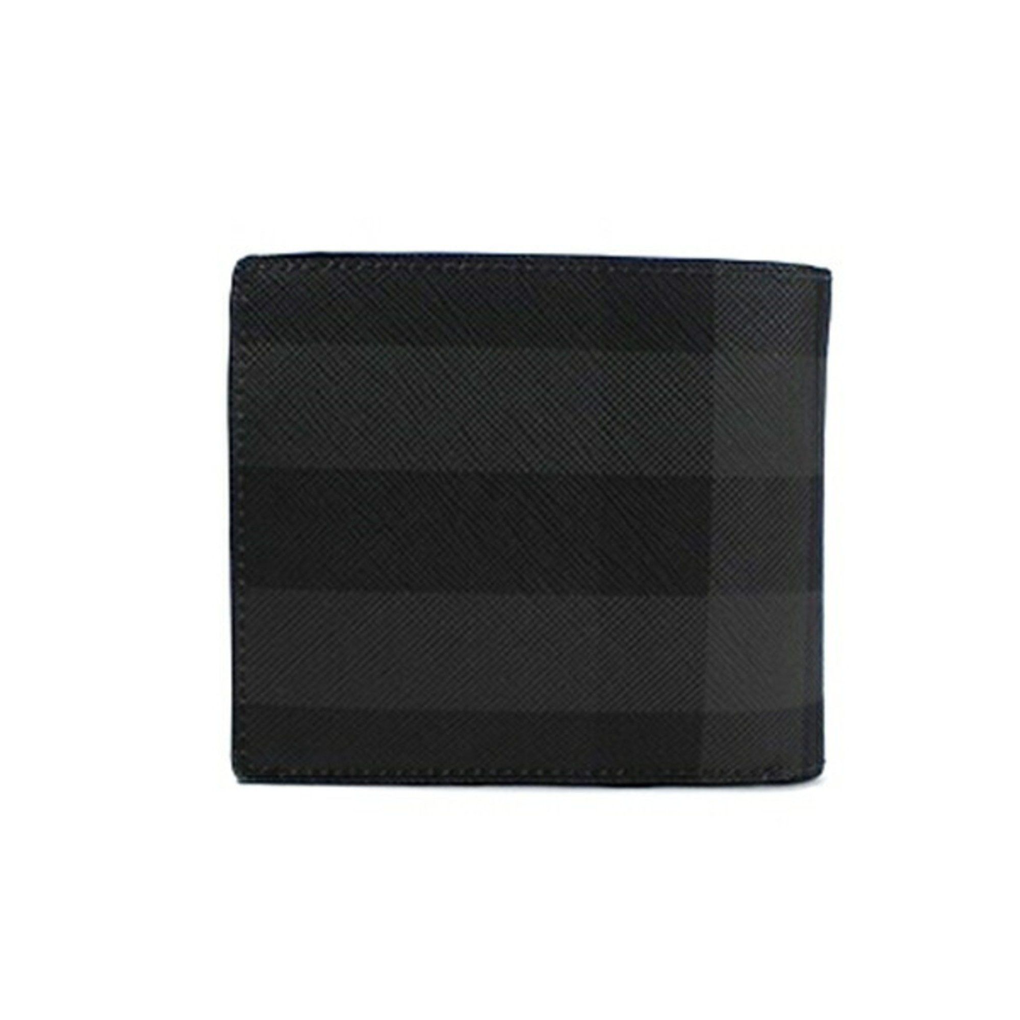 Burberry Men's Bi-fold Wallet Charcoal Check with Coin Pocket