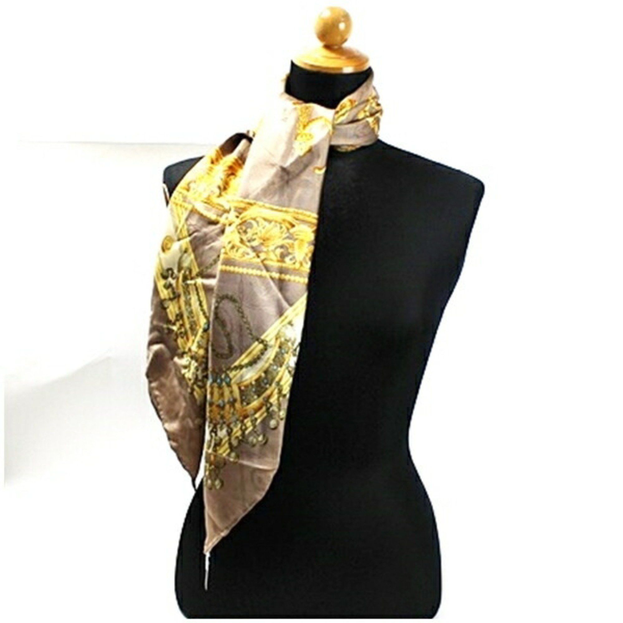 Trussardi Trussardi Silk Scarf Muffler Light Brown TRUSSARDI Women's Size ONE SIZE - 4 Thumbnail