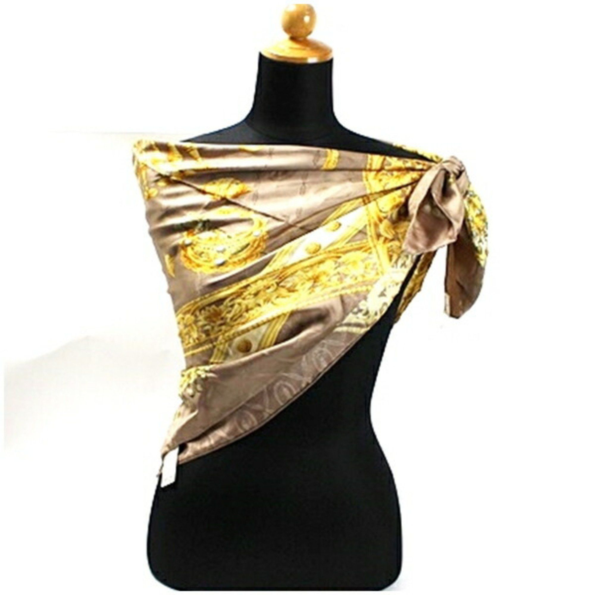 Trussardi Trussardi Silk Scarf Muffler Light Brown TRUSSARDI Women's Size ONE SIZE - 3 Thumbnail