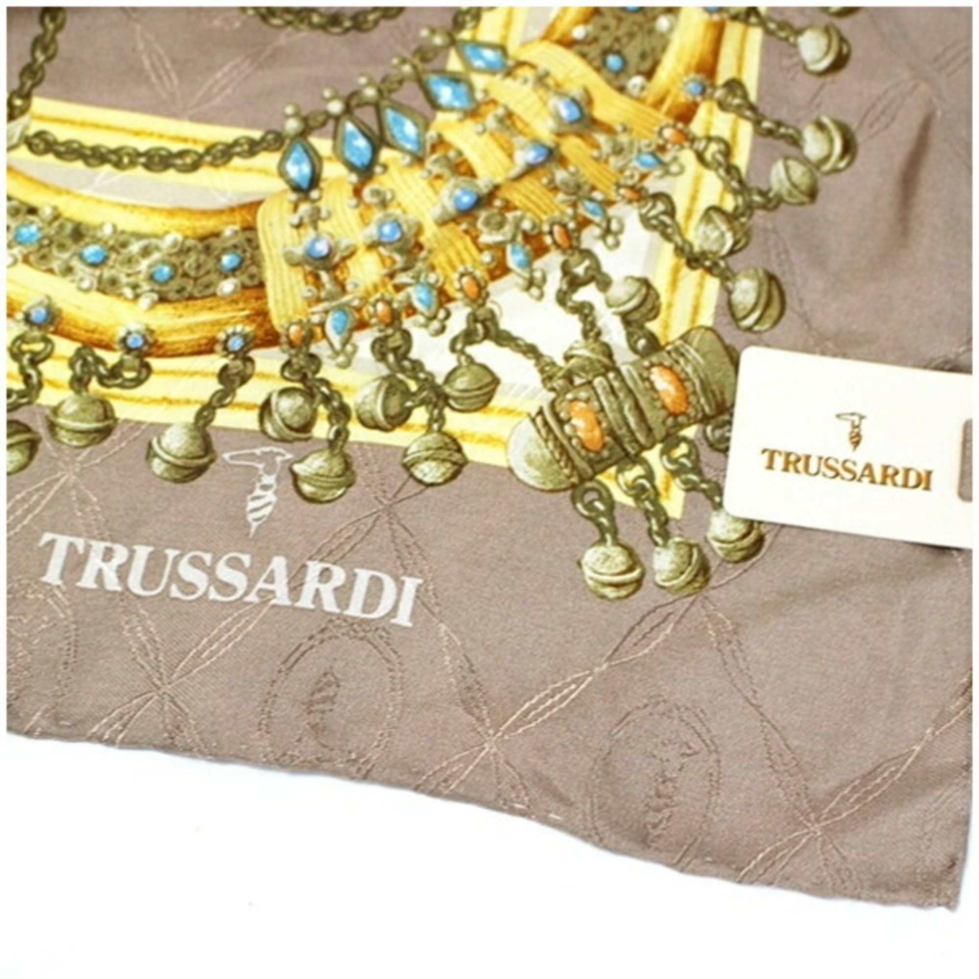 Trussardi Trussardi Silk Scarf Muffler Light Brown TRUSSARDI Women's Size ONE SIZE - 6 Thumbnail