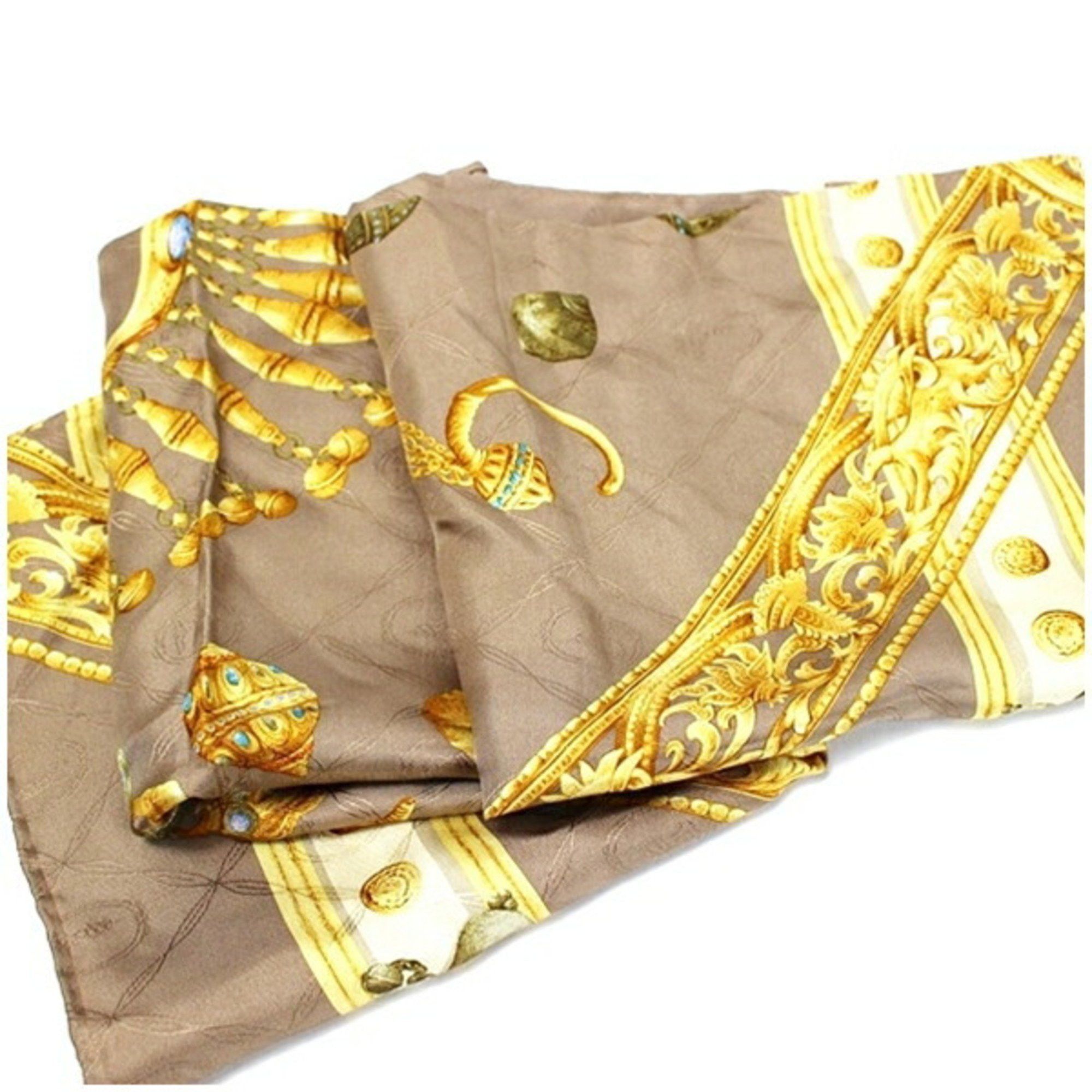 Trussardi Trussardi Silk Scarf Muffler Light Brown TRUSSARDI Women's Size ONE SIZE - 8 Thumbnail