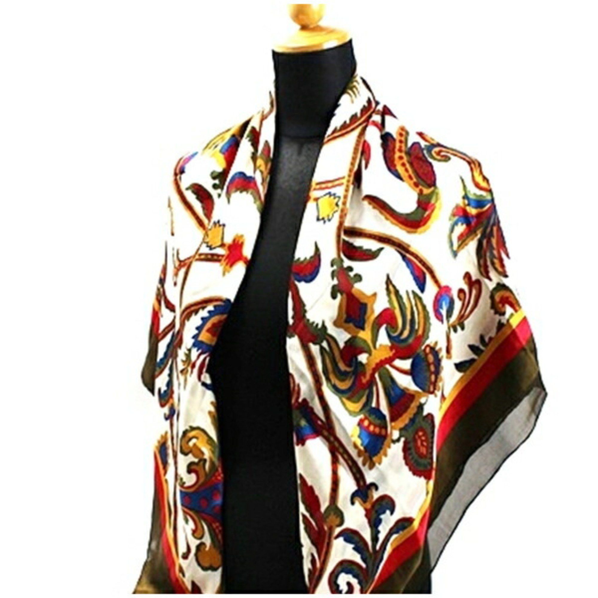 Yves Saint Laurent Yves Saint Laurent Large Scarf Khaki x Multicolor YVES SAINT LAURENT Women's Size ONE SIZE - 5 Thumbnail