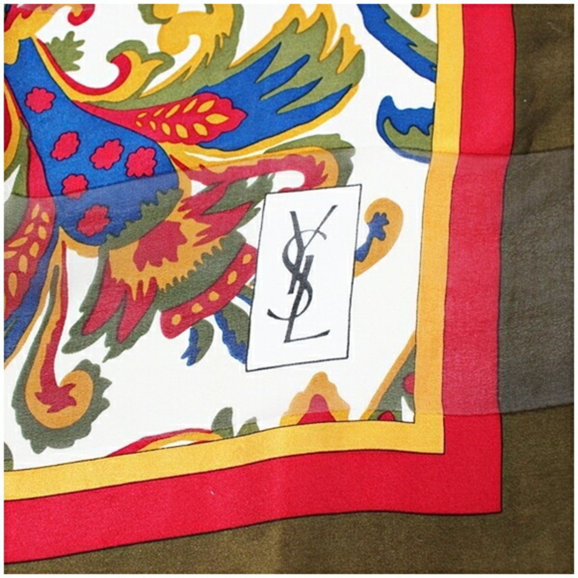 Yves Saint Laurent Yves Saint Laurent Large Scarf Khaki x Multicolor YVES SAINT LAURENT Women's Size ONE SIZE - 6 Thumbnail