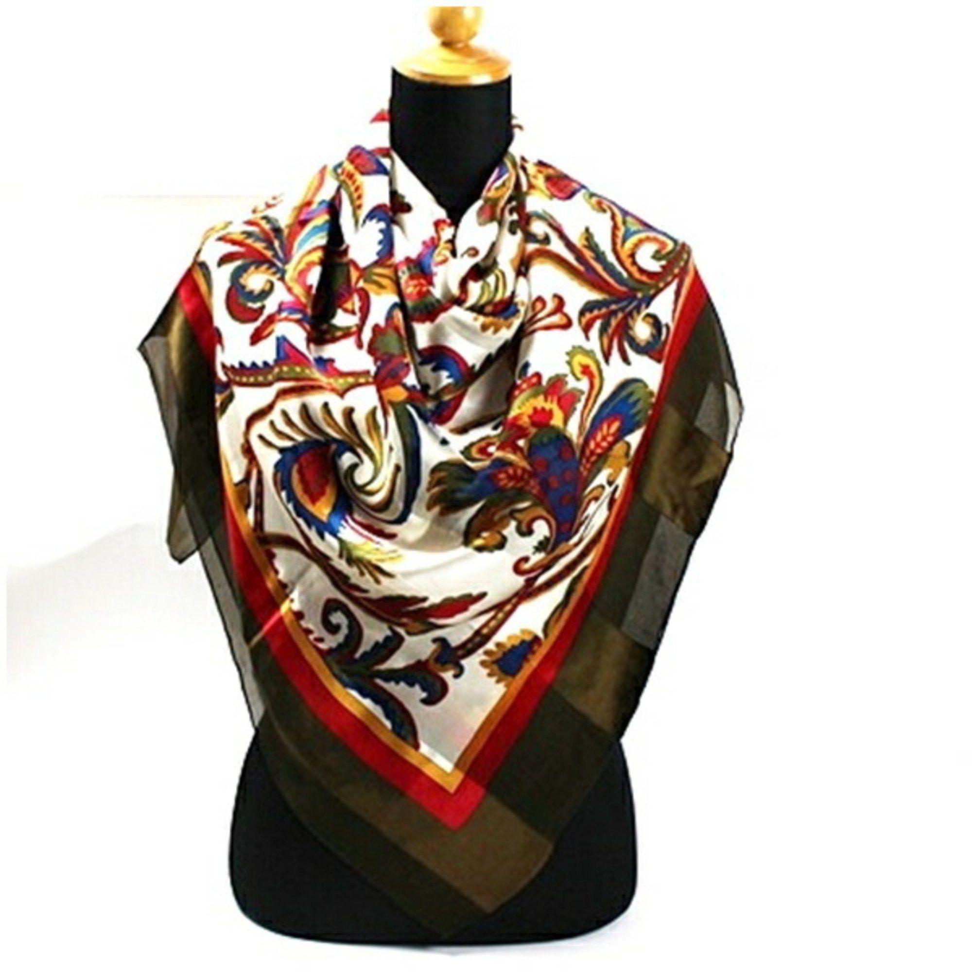 Yves Saint Laurent Yves Saint Laurent Large Scarf Khaki x Multicolor YVES SAINT LAURENT Women's Size ONE SIZE - 4 Thumbnail