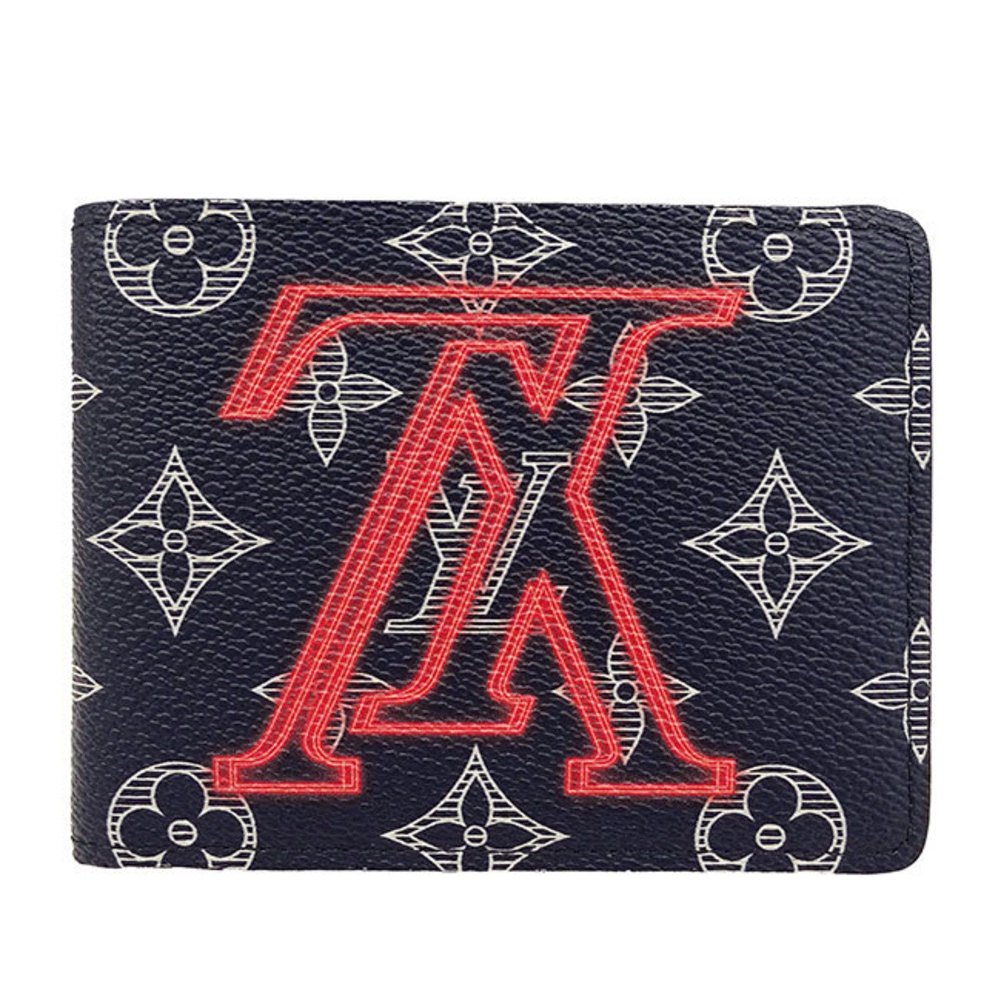 Louis Vuitton Louis Vuitton Wallet Men's Bi-fold Ink Upside Down Monogram Canvas Portefeuille Multiple Navy M62891 Size ONE SIZE - 2 Thumbnail