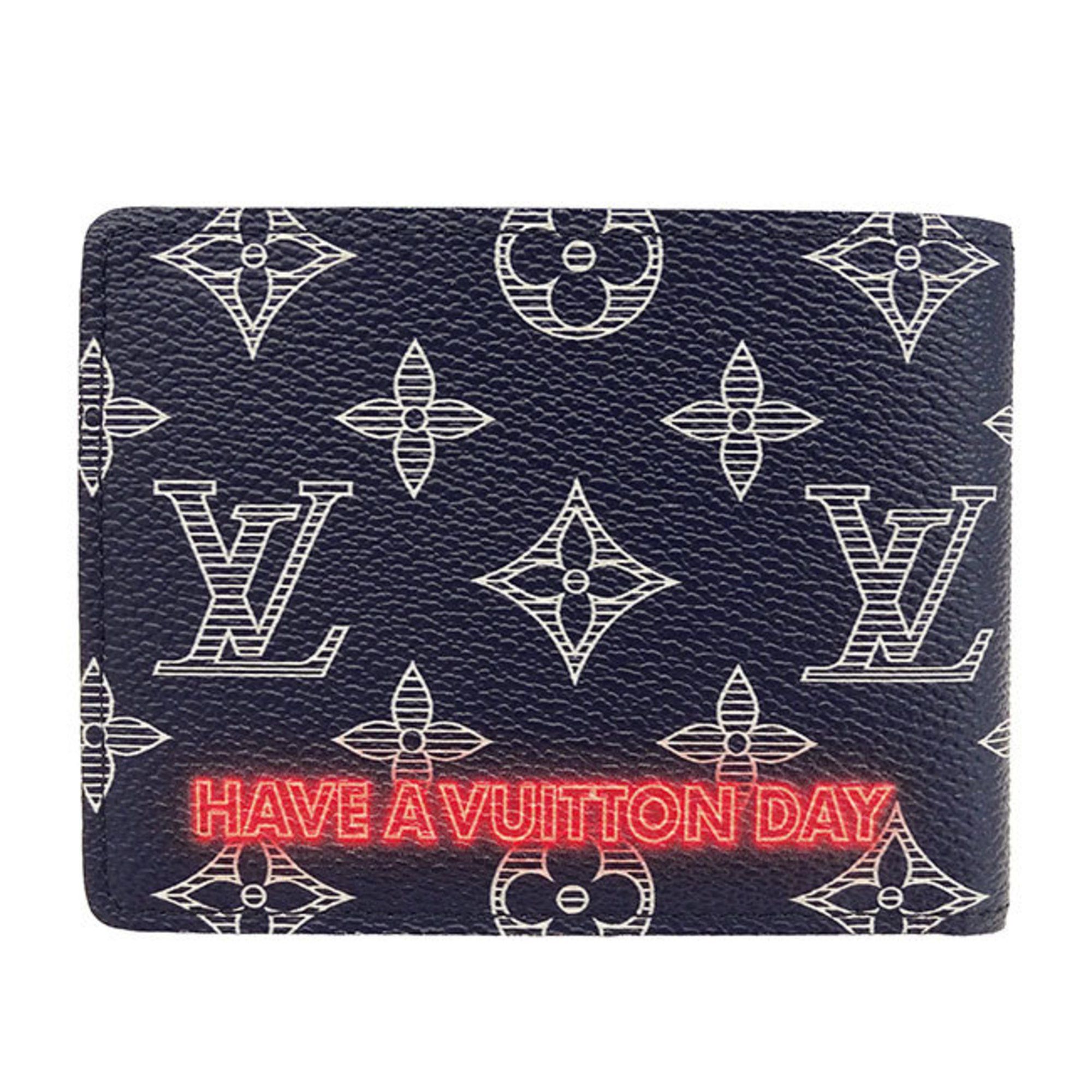 Louis Vuitton Louis Vuitton Wallet Men's Bi-fold Ink Upside Down Monogram Canvas Portefeuille Multiple Navy M62891 Size ONE SIZE - 3 Thumbnail