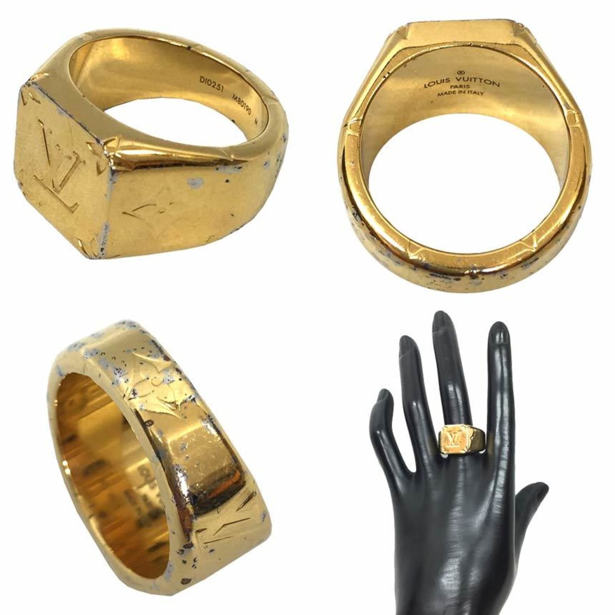 Louis Vuitton Louis Vuitton Signet Ring M80190 Men's M Size 19 Gold Color Monogram Size ONE SIZE - 2 Thumbnail