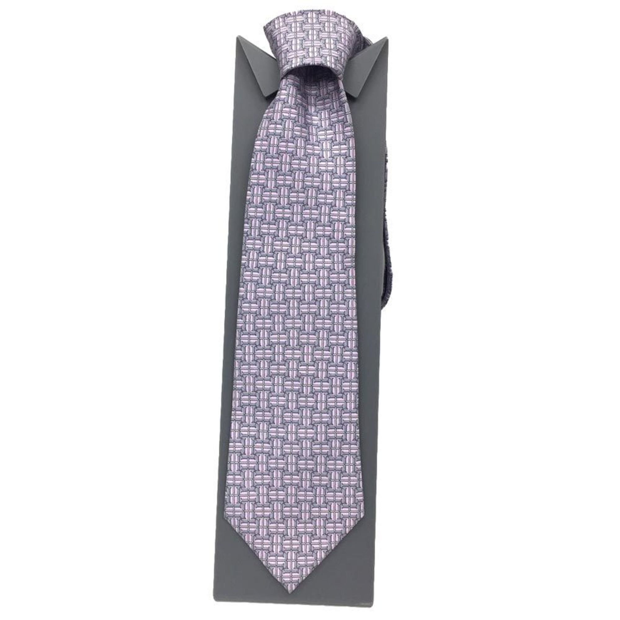Hermes Hermes tie H pattern 100% silk light purple men's Size ONE SIZE - 2 Thumbnail