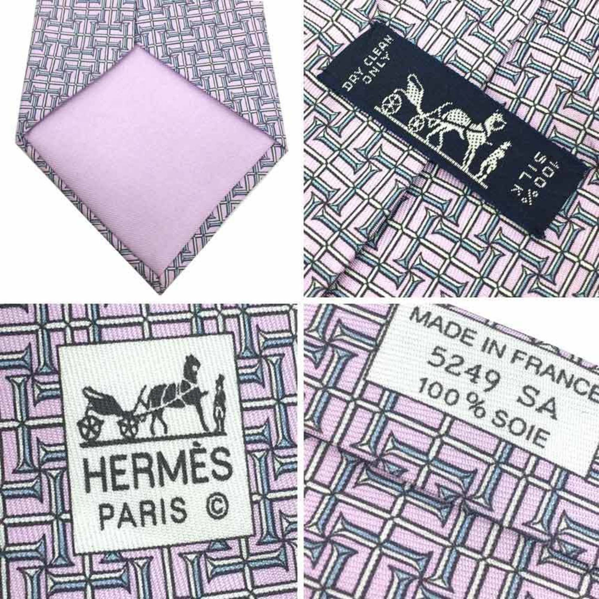 Hermes Hermes tie H pattern 100% silk light purple men's Size ONE SIZE - 3 Thumbnail