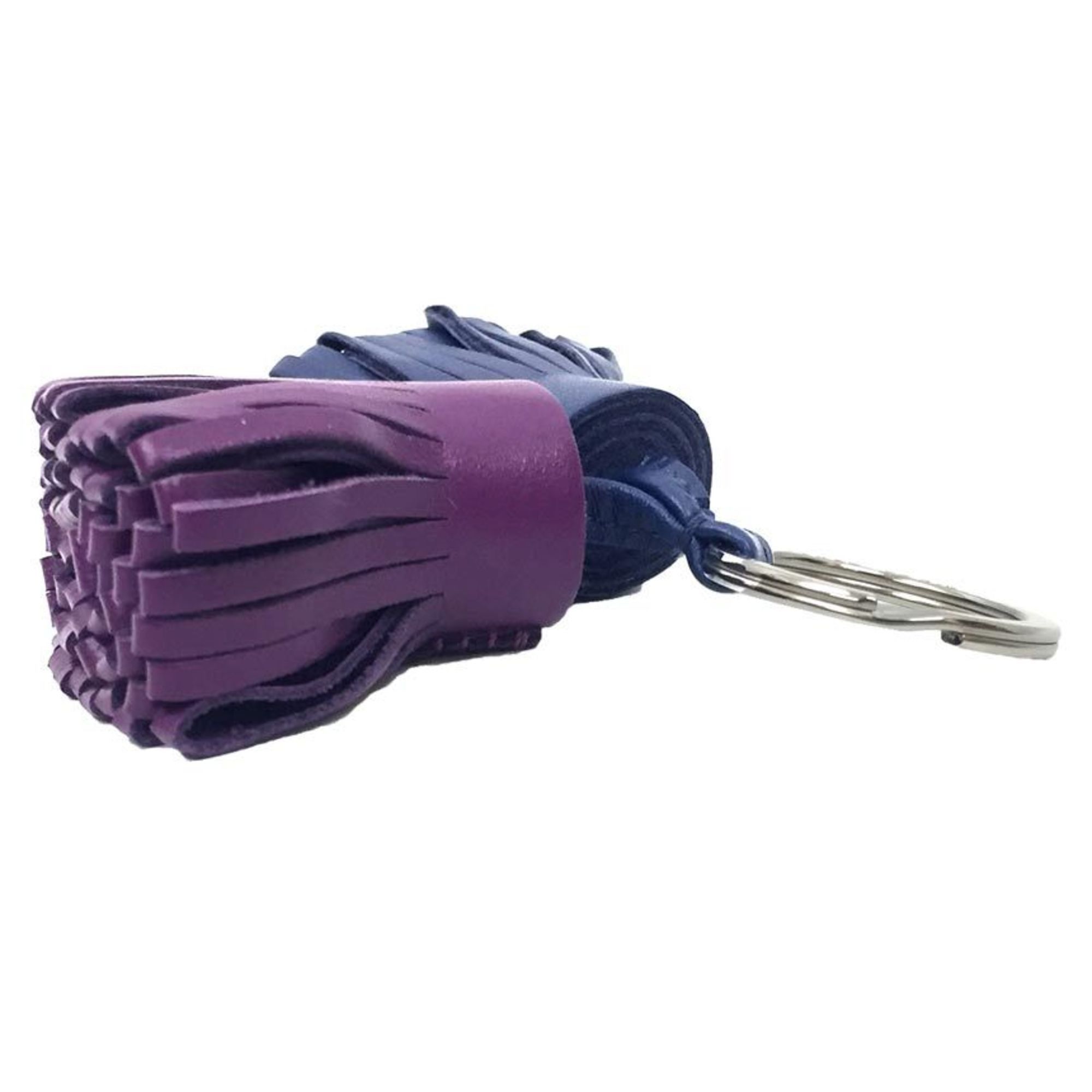 Hermes Hermes Carmen Unodo Keychain Key Ring Charm Leather Purple x Navy Wallet Size ONE SIZE - 2 Thumbnail