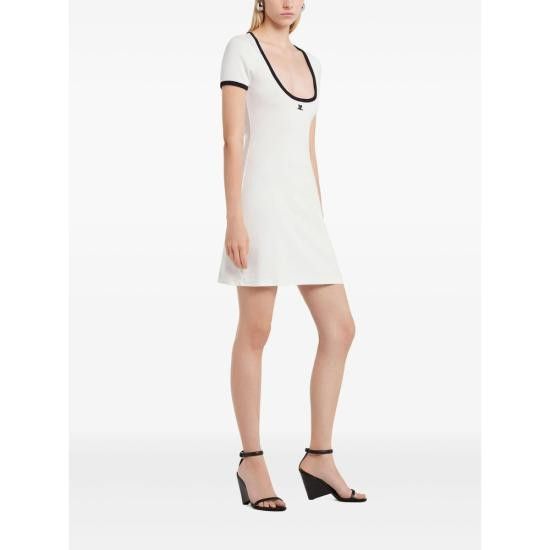 Courreges COURREGES Women Dresses 225JRO600JS 0203 0098 WHITE Size S / US 4 / IT 40 - 3 Thumbnail