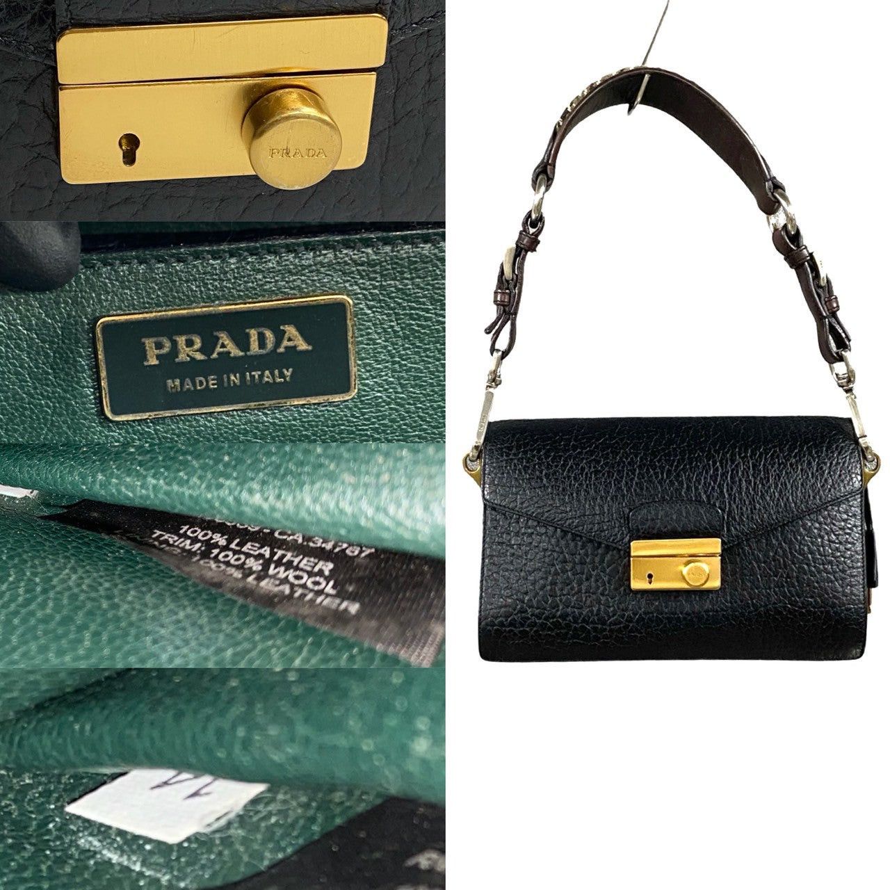 Prada Prada Shoulder Bag Black Leather Size ONE SIZE - 3 Thumbnail