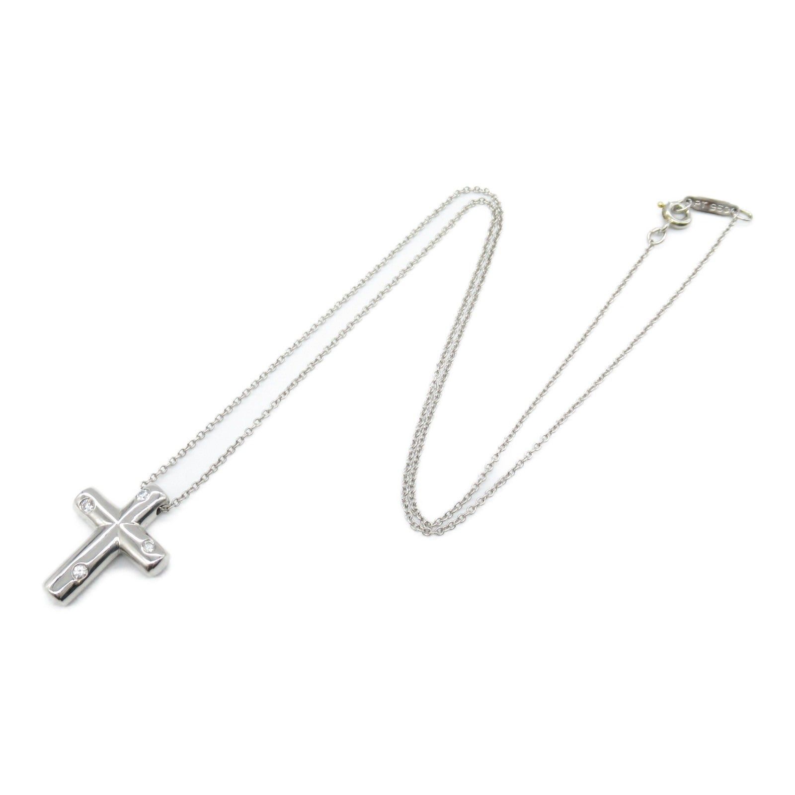 Tiffany & Co. Tiffany Co Dots Cross Necklace Diamond Pt950 Platinum Clear Size ONE SIZE - 3 Thumbnail