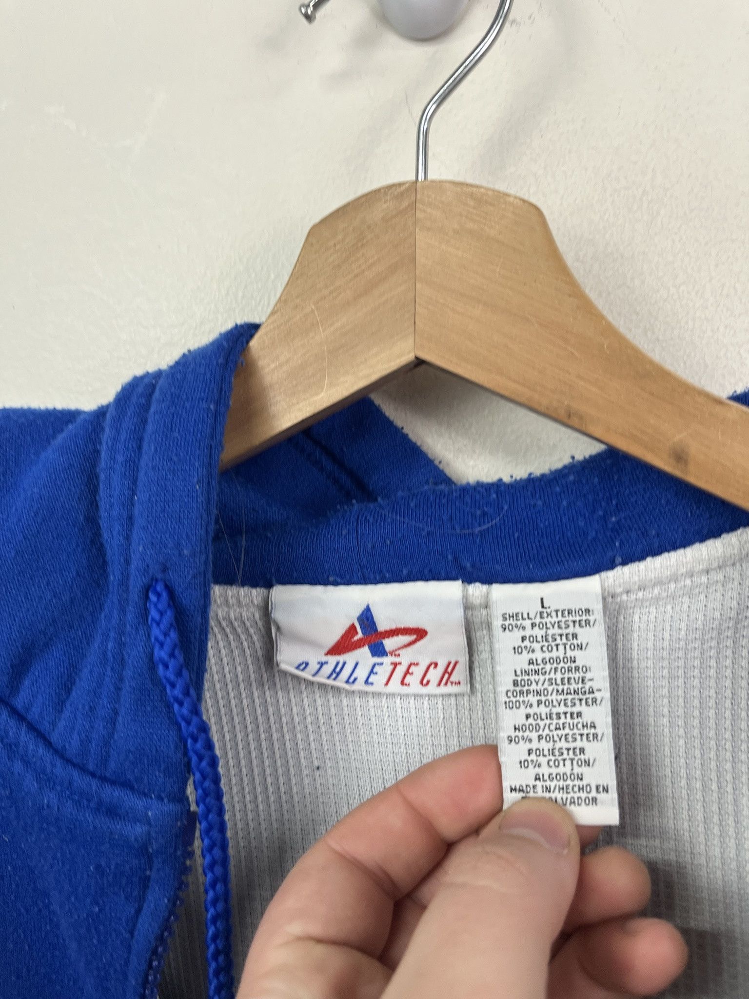 Vintage Vintage Blank Blue Thermal Lined Broken Zipper Hoodie Size M Size US M / EU 48-50 / 2 - 2 Thumbnail