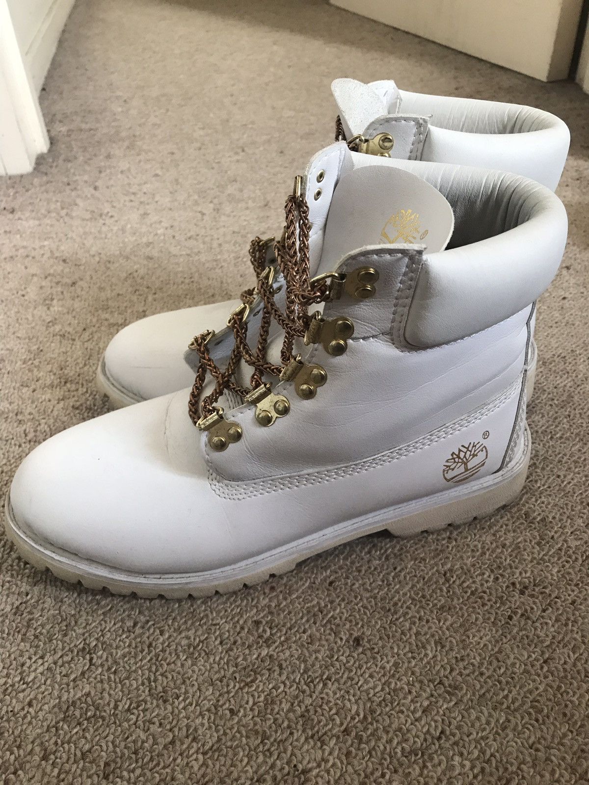 Of haalbaar heden Timberland White Timberlands Gold Plated Chain Laces | Grailed