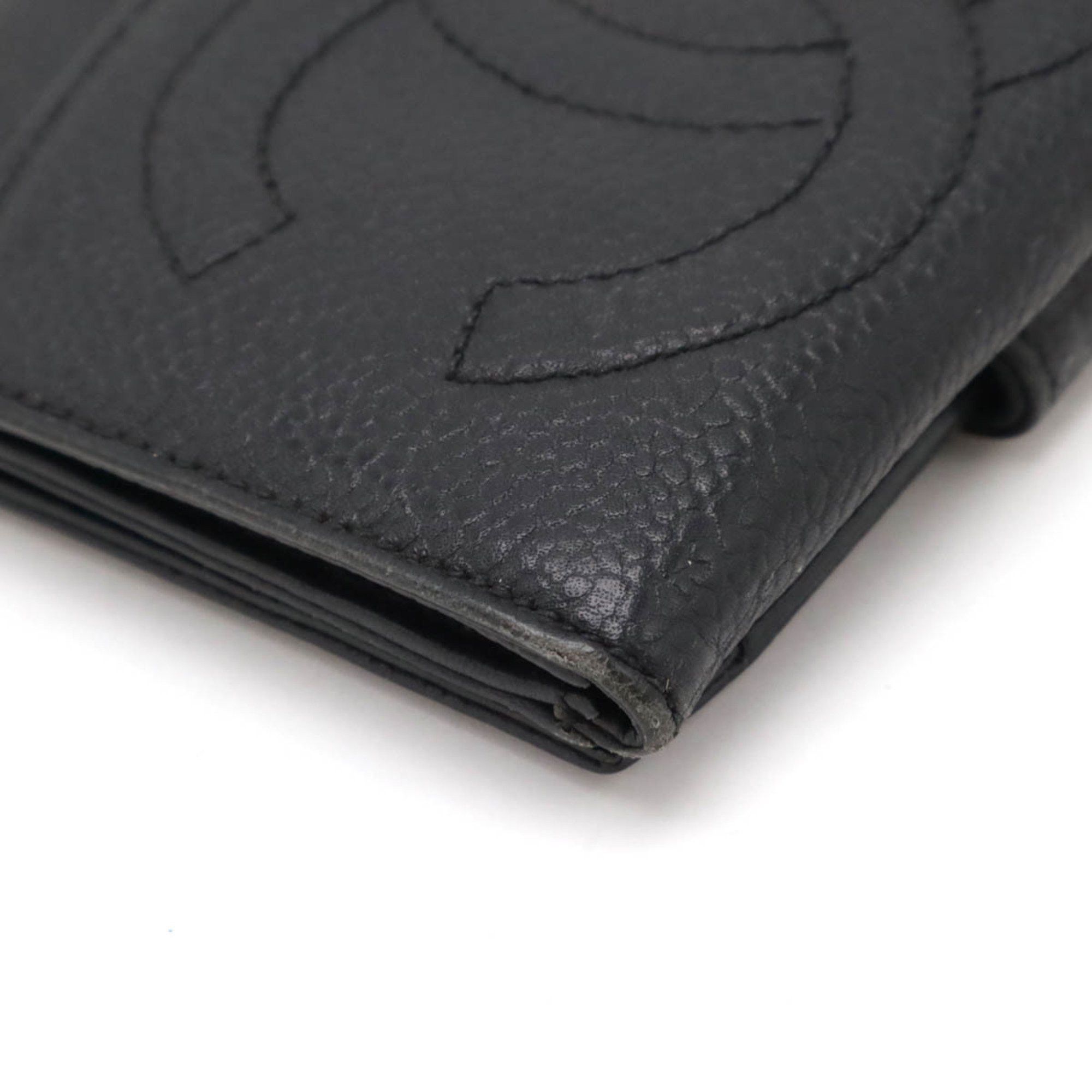 Chanel CHANEL Coco Mark Bi-fold Wallet Double Caviar Leather Black A13496 Size ONE SIZE - 4 Thumbnail