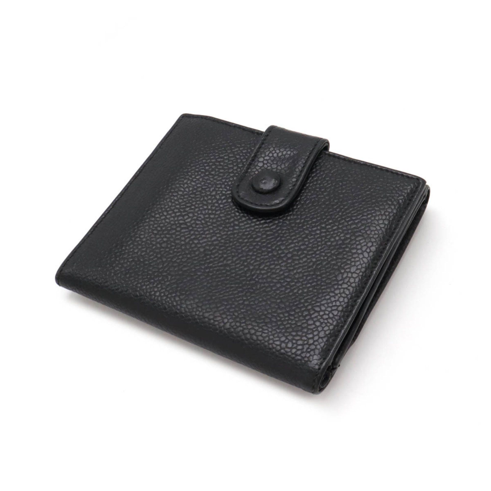 Chanel CHANEL Coco Mark Bi-fold Wallet Double Caviar Leather Black A13496 Size ONE SIZE - 3 Thumbnail