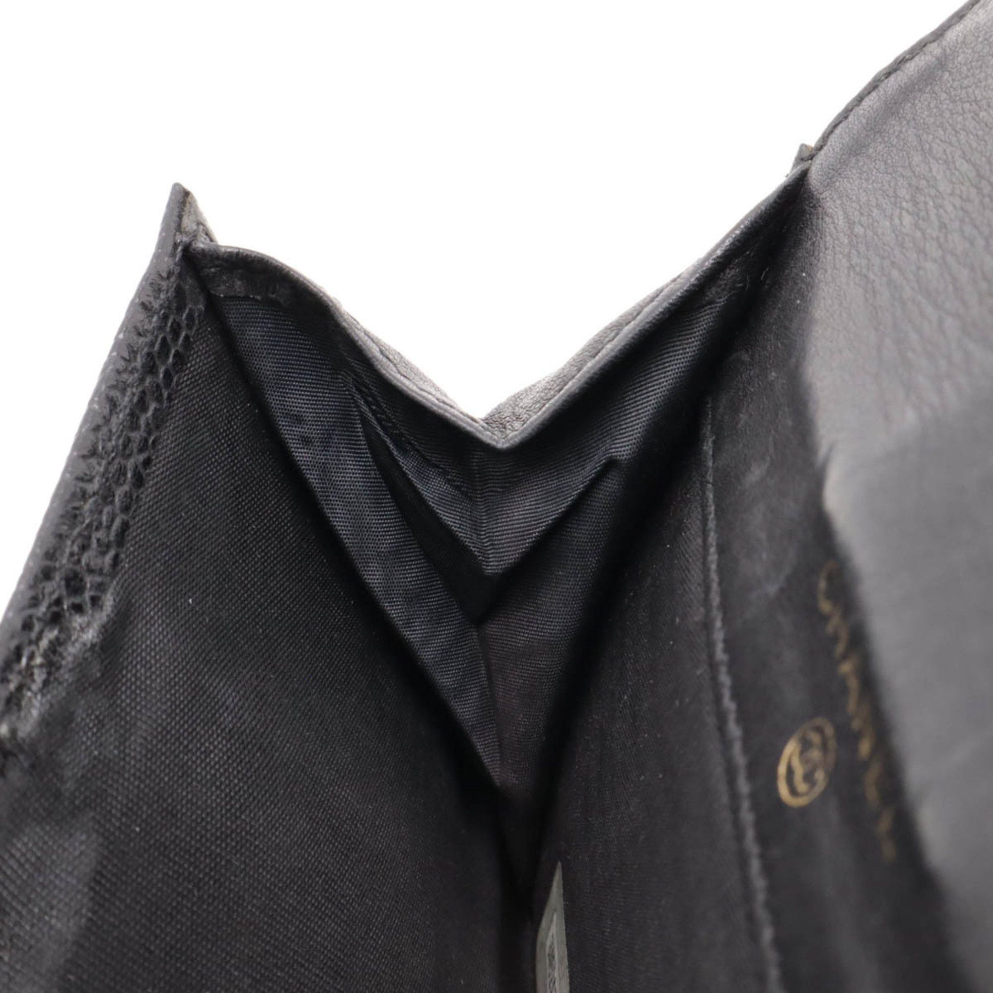 Chanel CHANEL Coco Mark Bi-fold Wallet Double Caviar Leather Black A13496 Size ONE SIZE - 9 Thumbnail