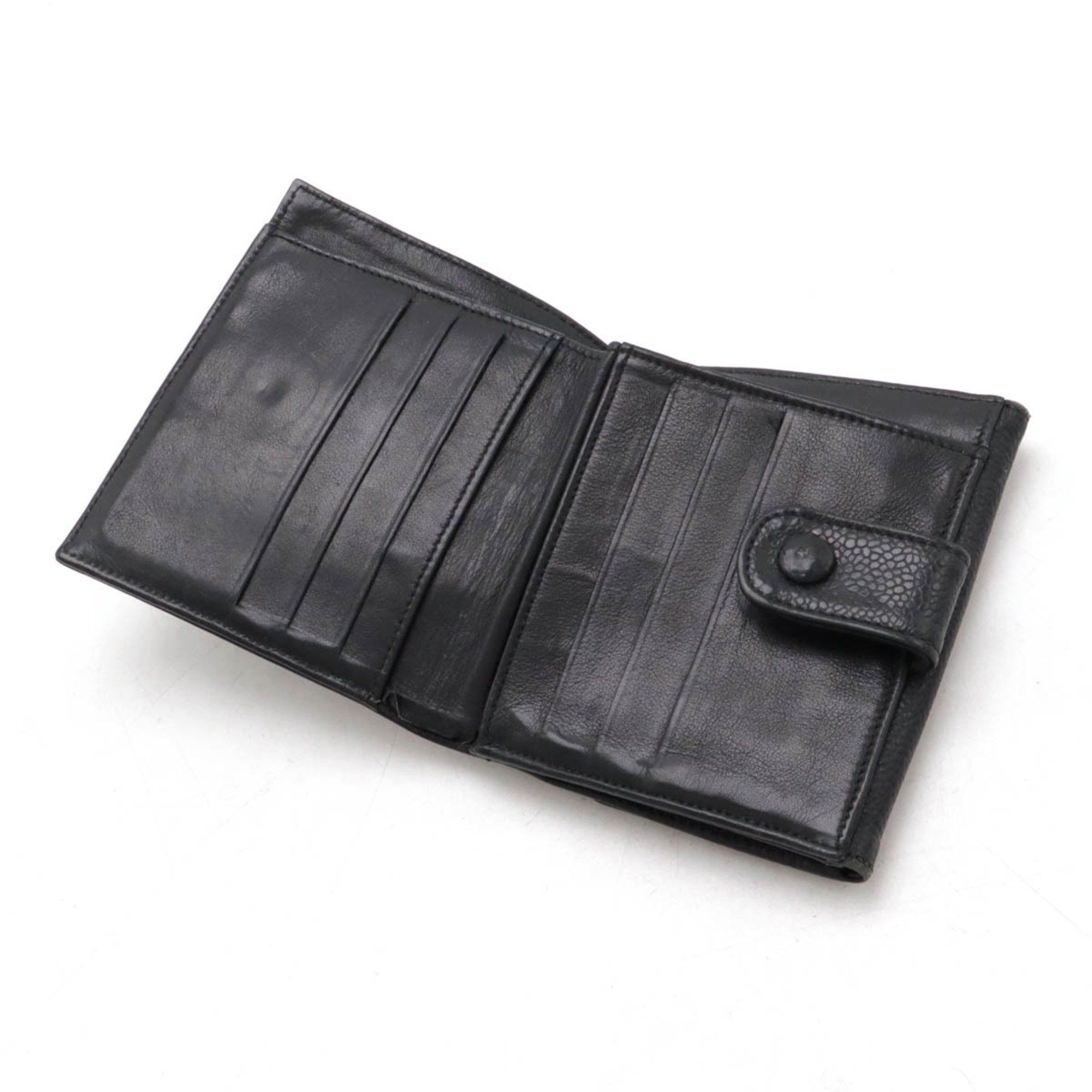 Chanel CHANEL Coco Mark Bi-fold Wallet Double Caviar Leather Black A13496 Size ONE SIZE - 5 Thumbnail