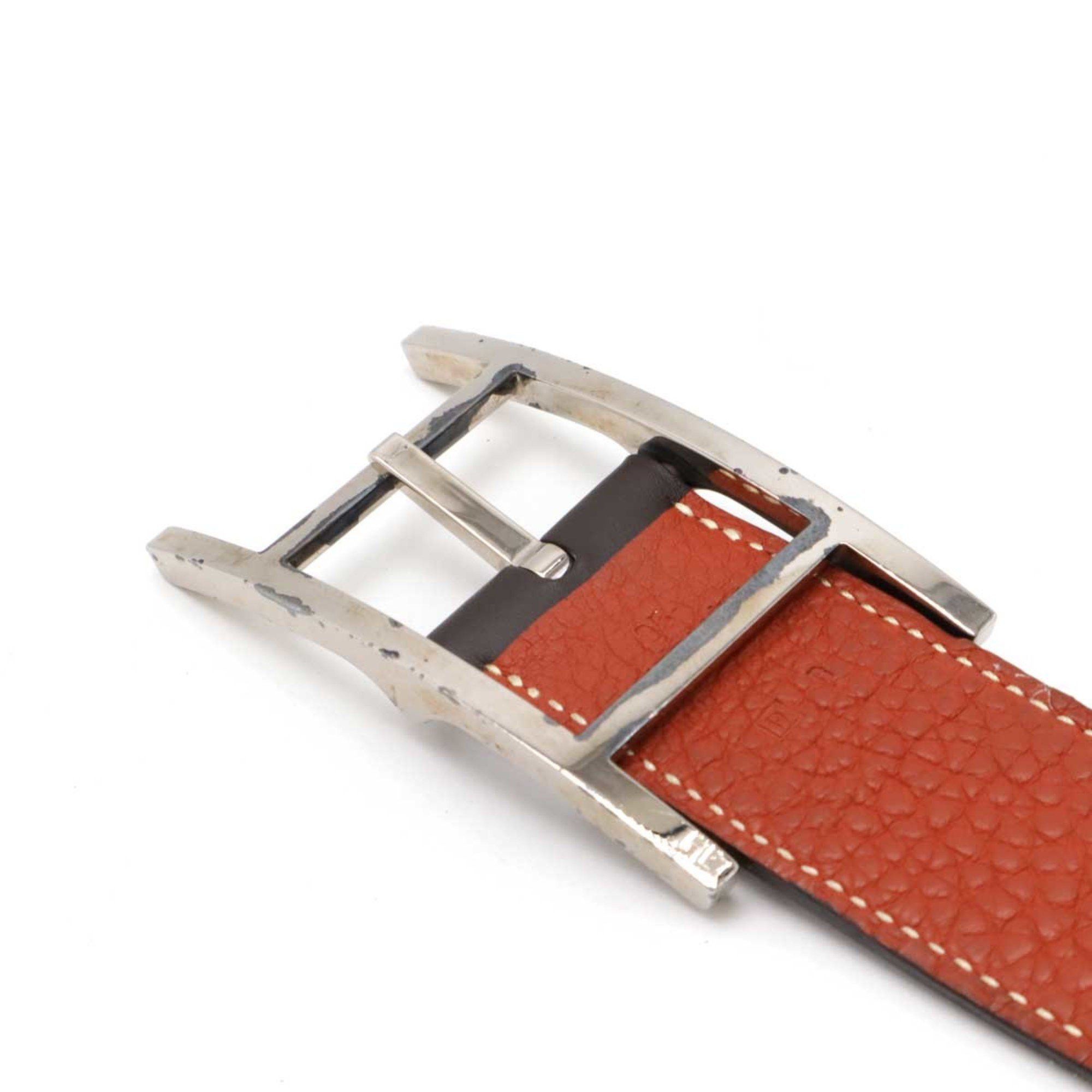 Hermes Hermes API3 Belt, Reversible, Taurillon Clemence, Veau Swift Leather, Terracotta, Reddish Brown, Dark Brown #95, □P Stamp Size ONE SIZE - 4 Thumbnail