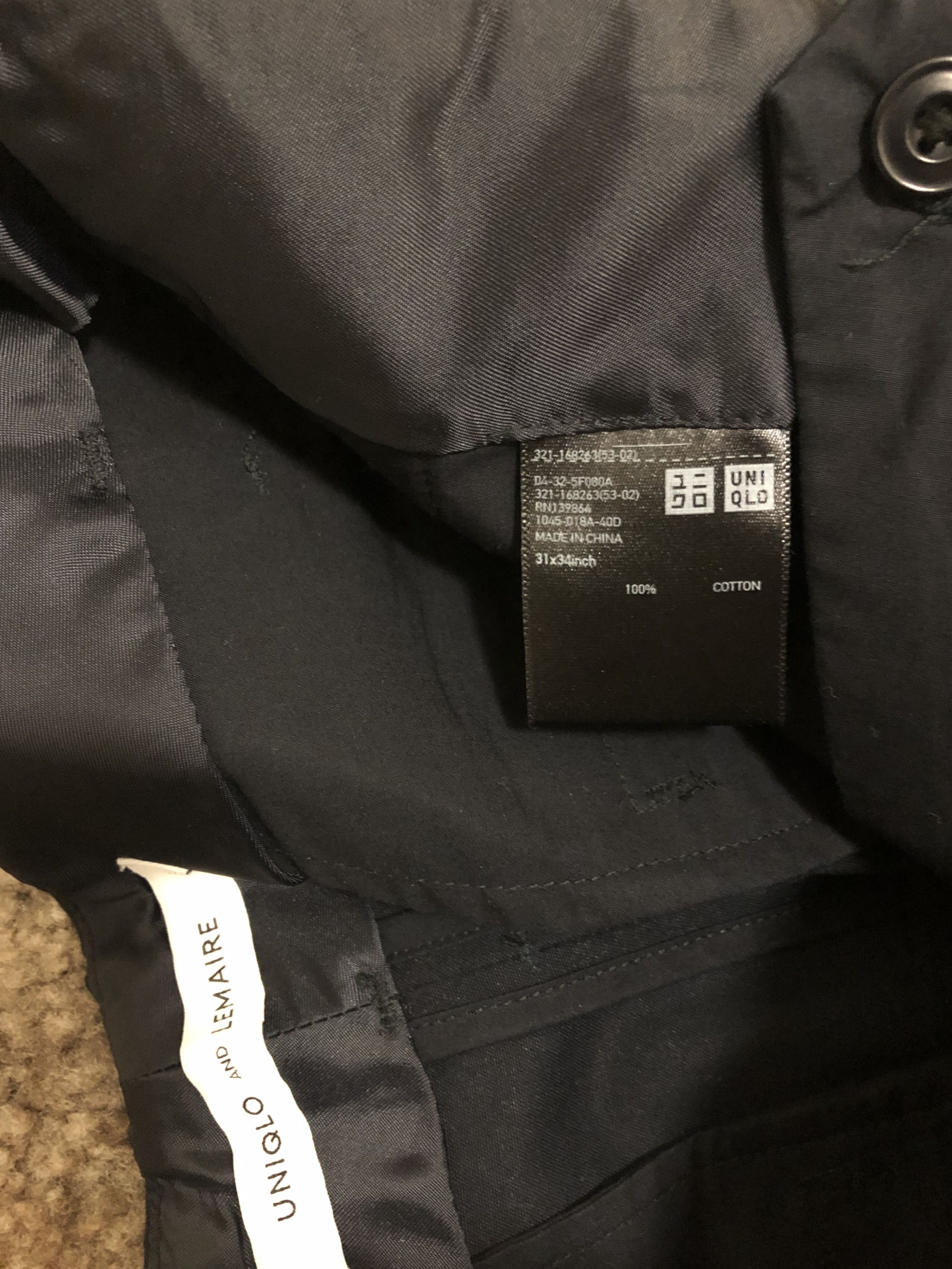 Lemaire × Uniqlo Navy Flat Front Pants Size US 31 - 4 Thumbnail