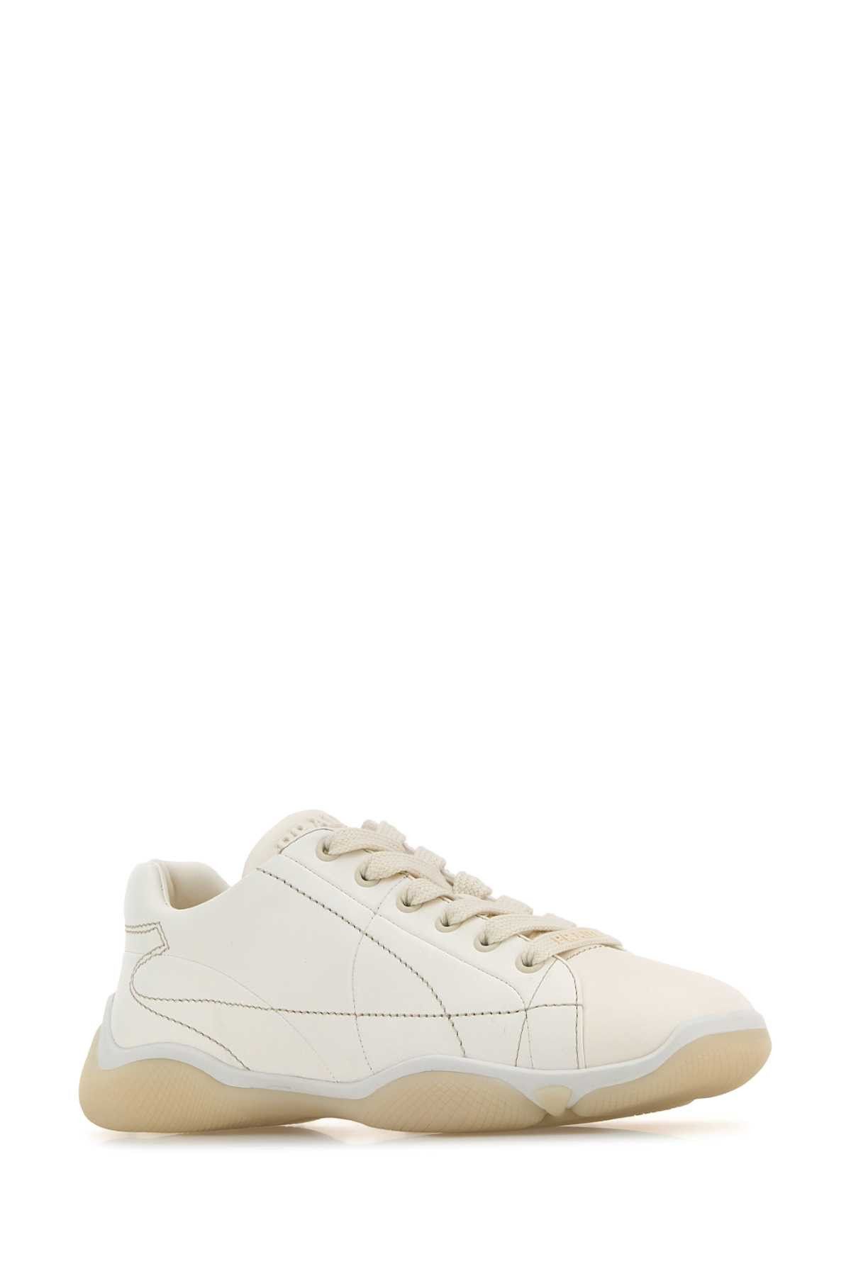 Prada White Leather Sneakers Size US 8 / IT 38 - 2 Thumbnail