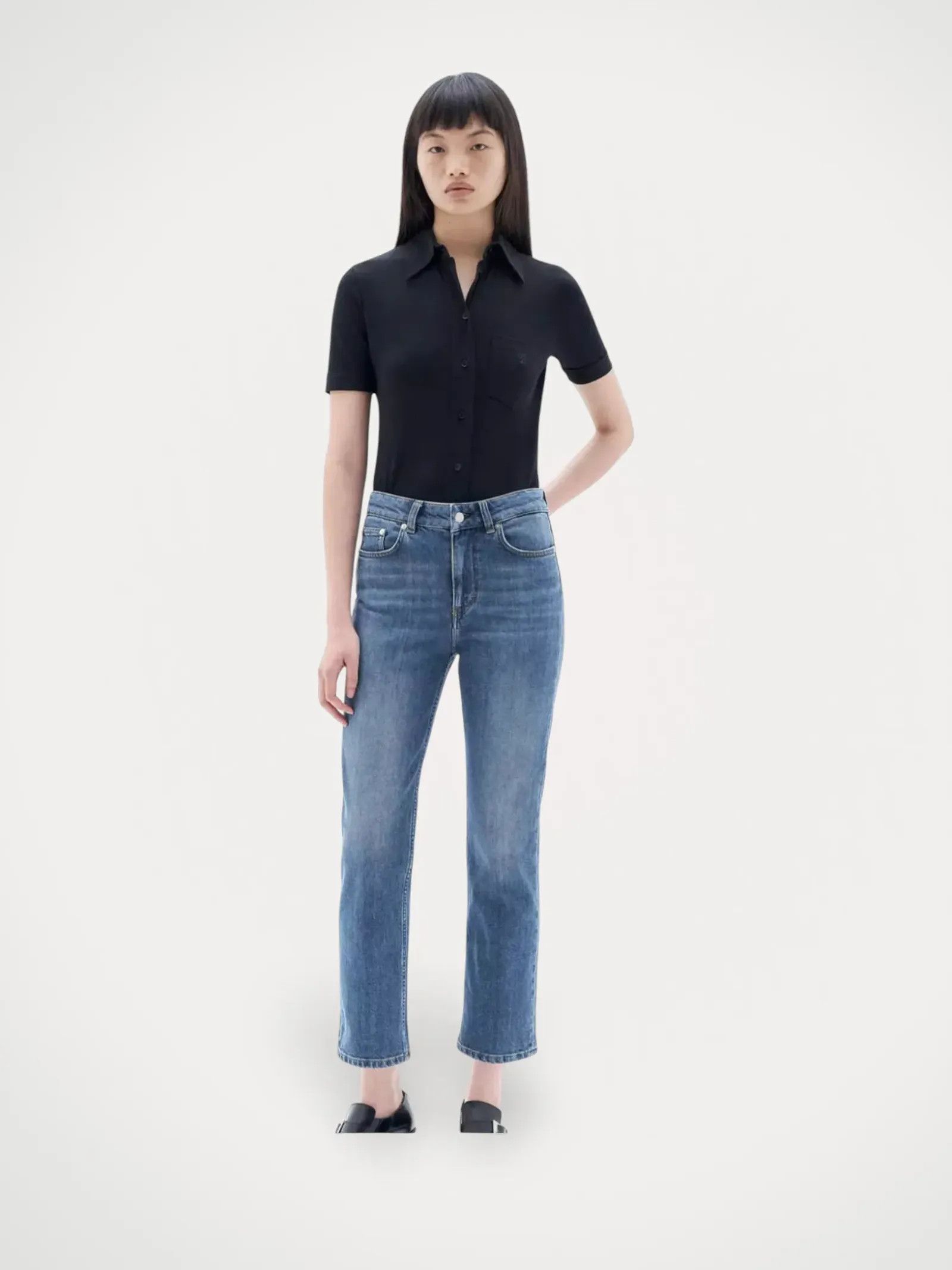 Filippa K Filippa K Stella Cropped Mid Blue Wash Jeans Size 29" - 2 Thumbnail