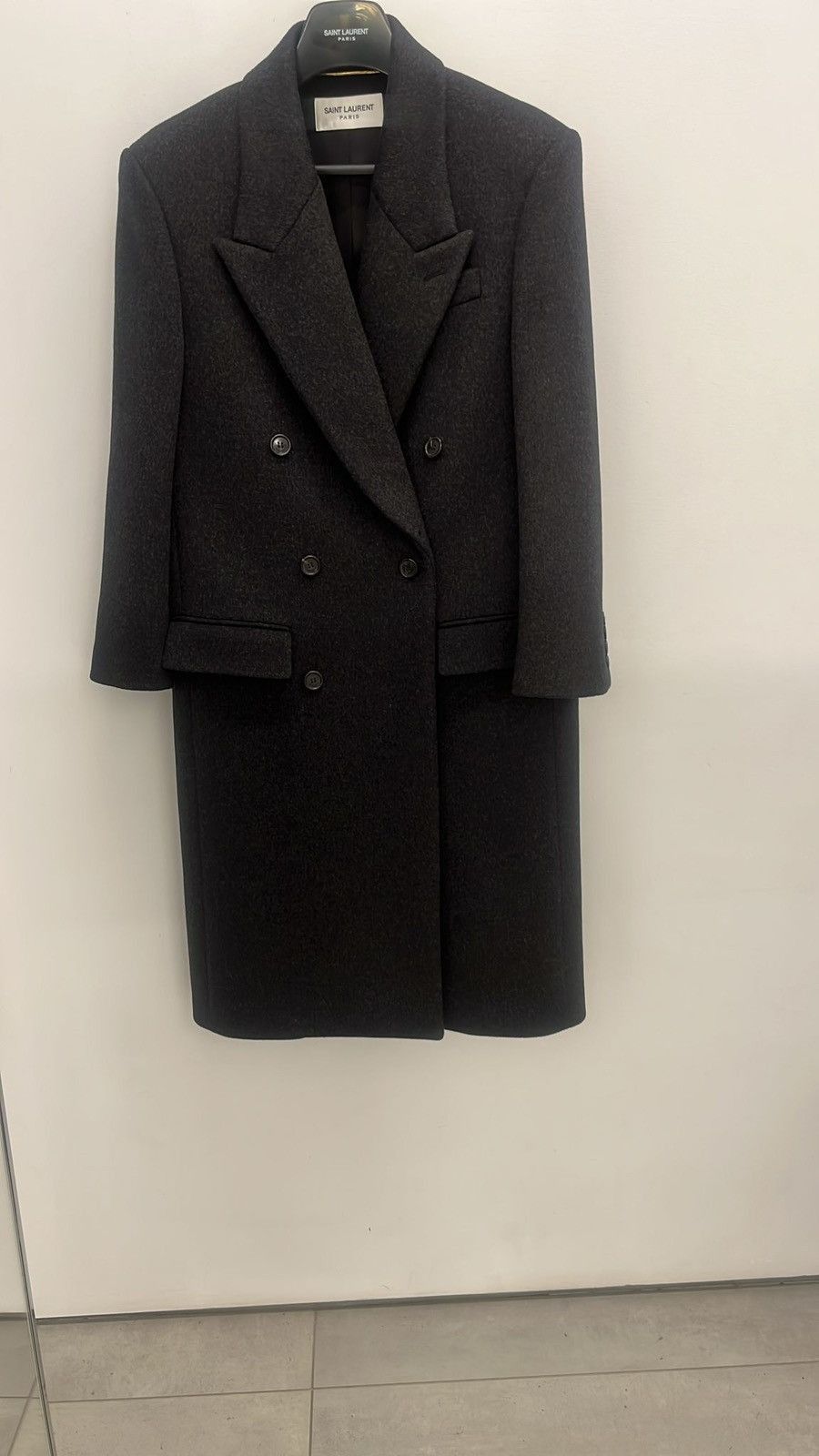 Saint Laurent Paris $7K VALUE Long Coat in Wool Dark Grey Size US M / EU 48-50 / 2 - 3 Thumbnail