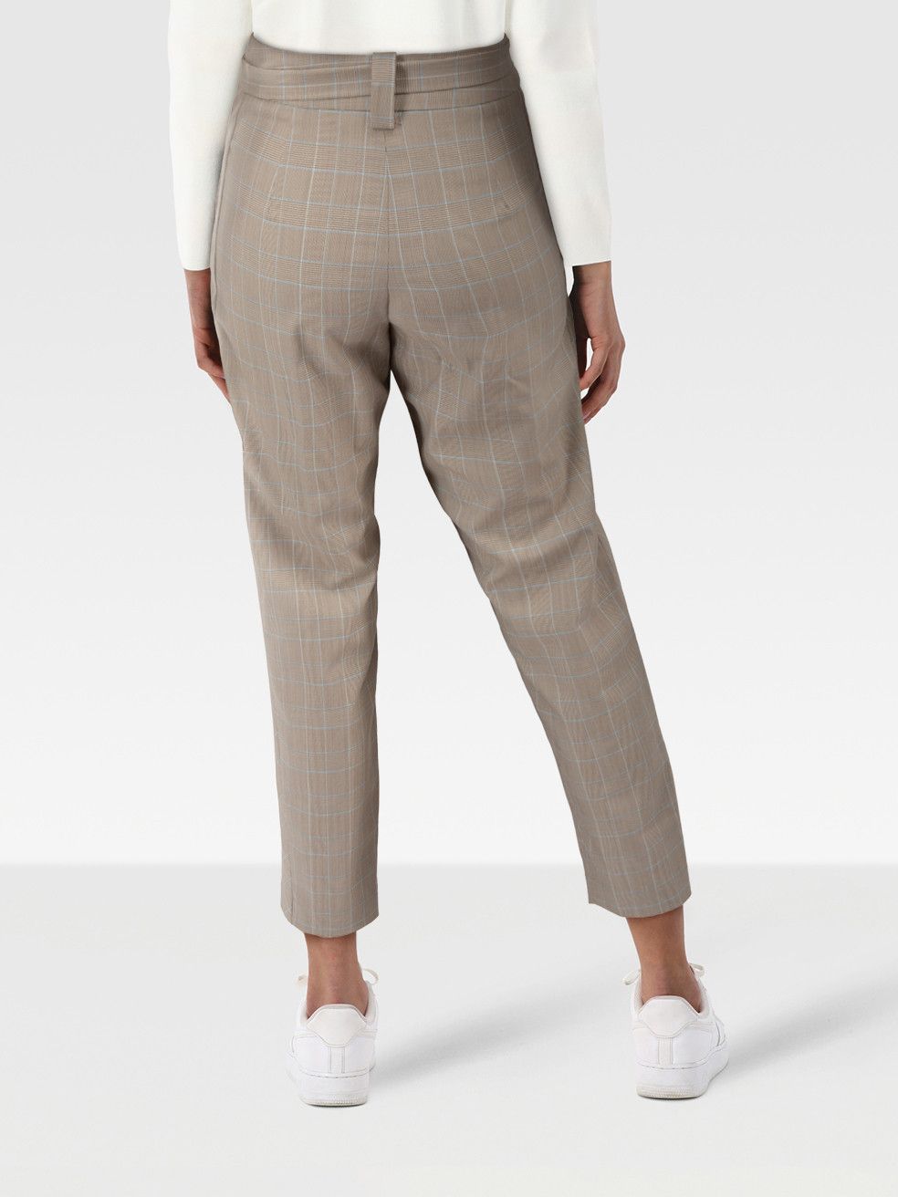 Maje Beige Checked Tie Waist Trousers Size 25" / US 0 / IT 36 - 2 Thumbnail
