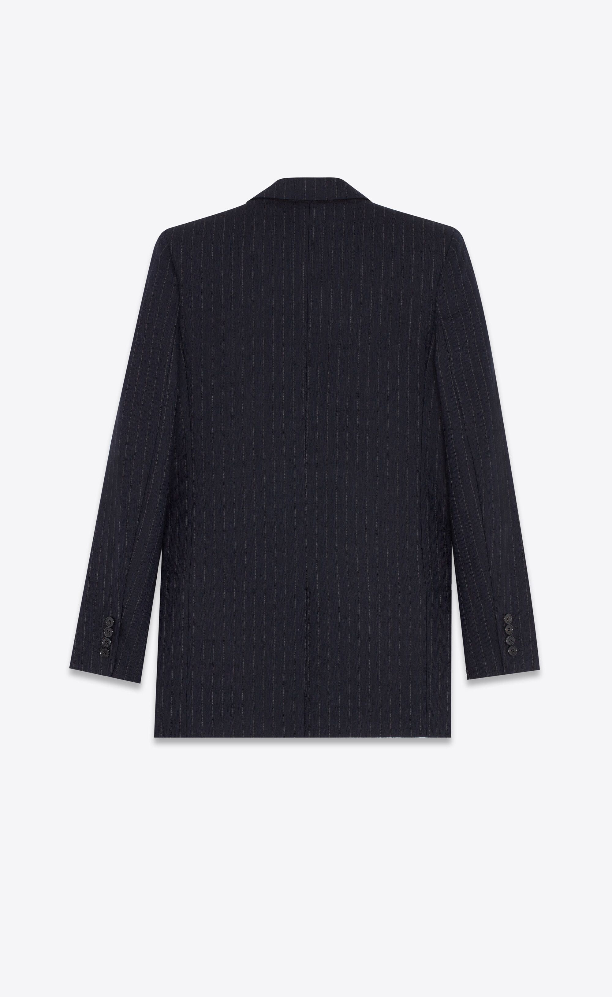 Saint Laurent Paris $5K VALUE navy oversized jacket in striped wool flannel Size US XL / EU 56 / 4 - 2 Thumbnail