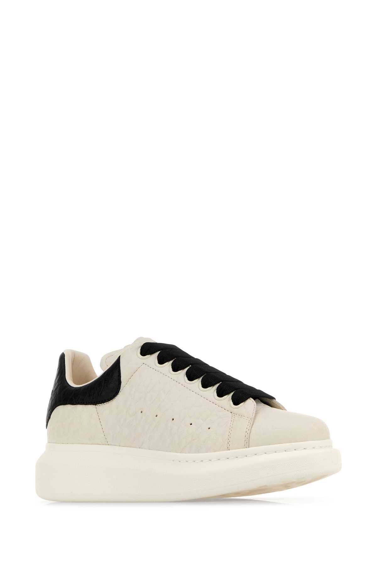 Alexander McQueen White Leather Sneakers With Black Leather