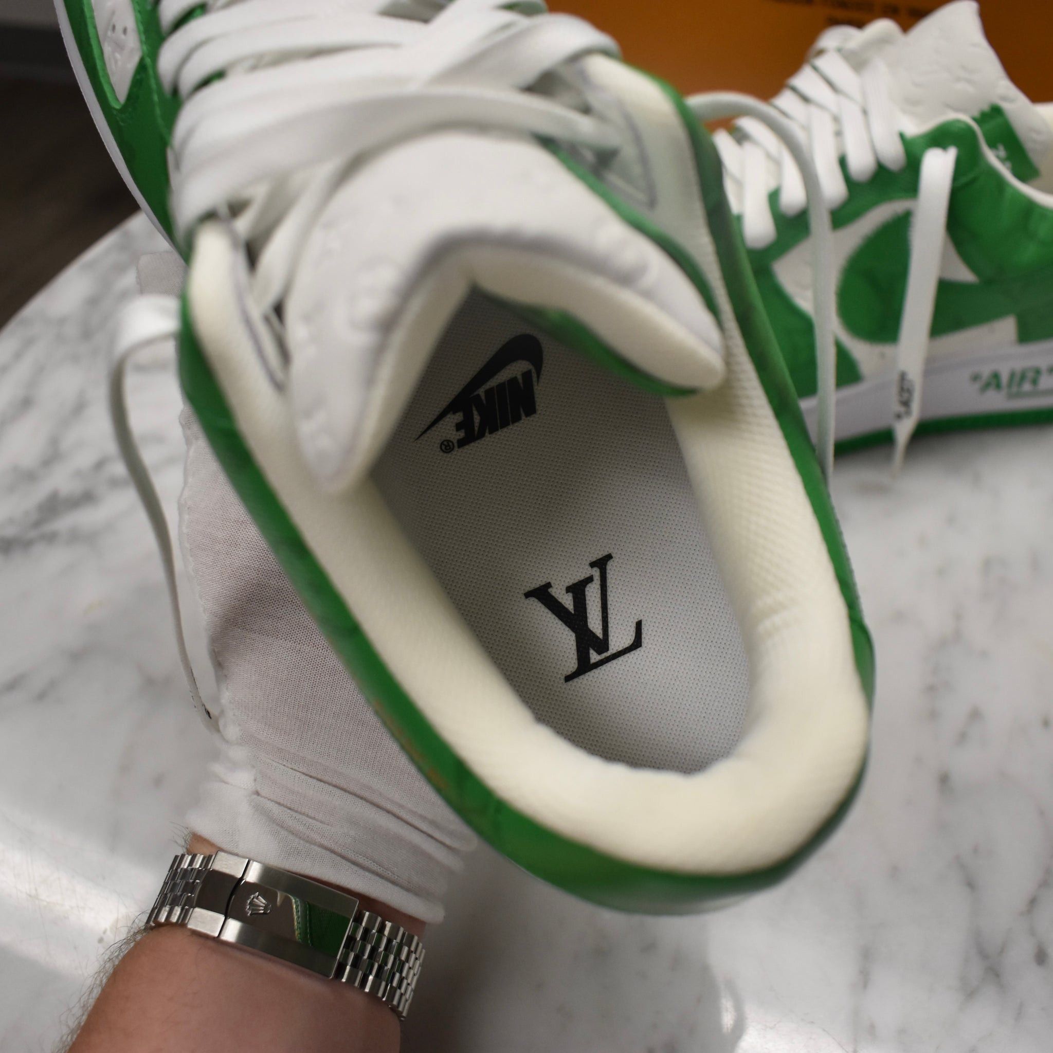 Louis Vuitton × Nike × Virgil Abloh Louis Vuitton Nike Air Force 1 White Pine Green Sneakers Size US 9 / EU 42 - 18 Thumbnail