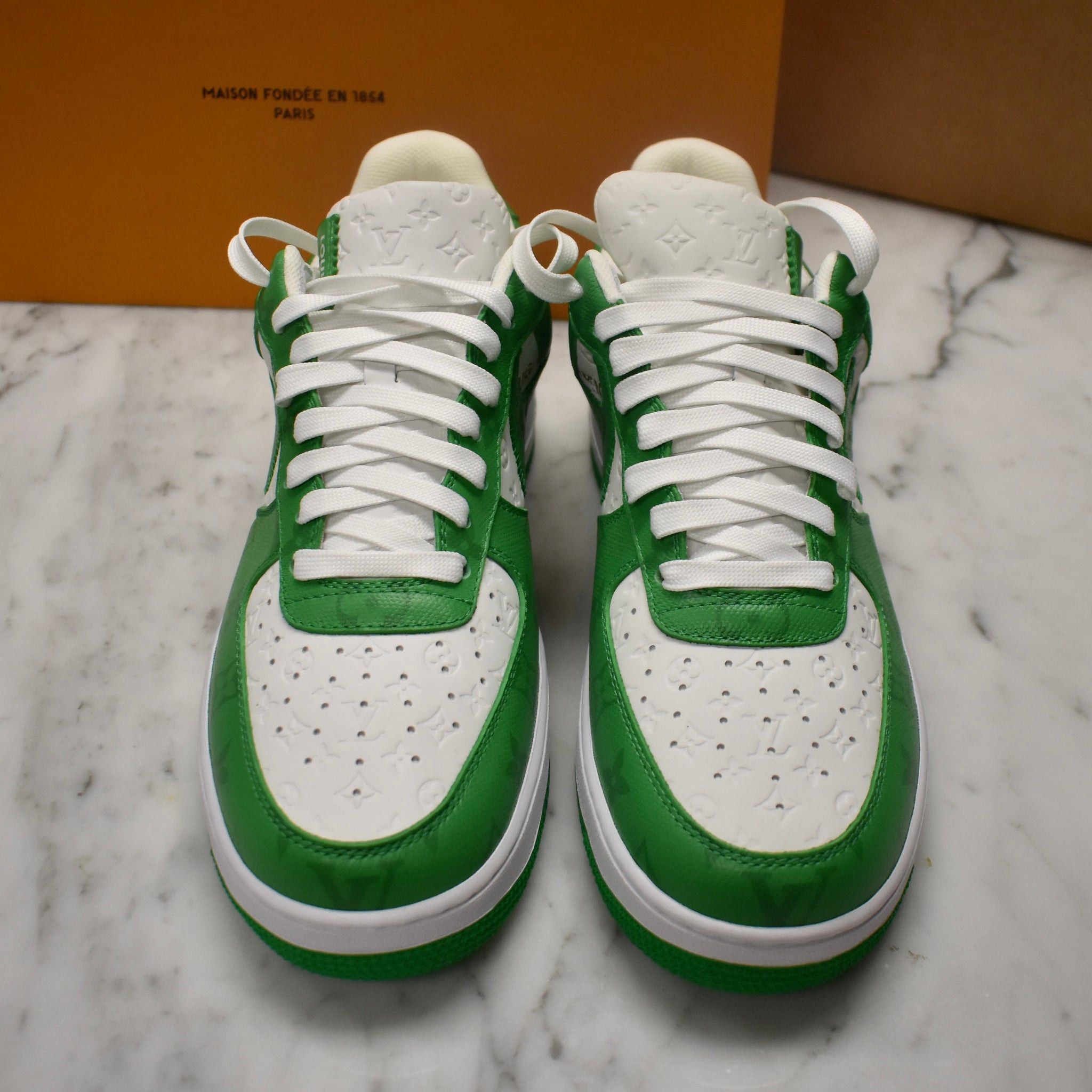 Louis Vuitton × Nike × Virgil Abloh Louis Vuitton Nike Air Force 1 White Pine Green Sneakers Size US 9 / EU 42 - 6 Thumbnail