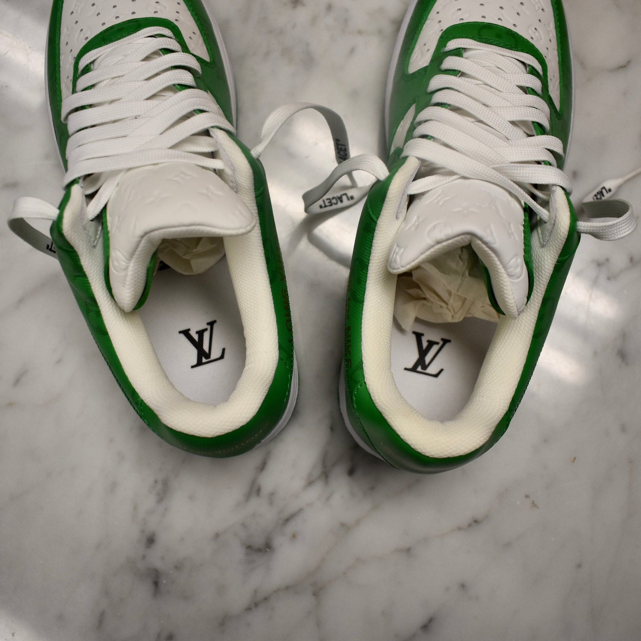 Louis Vuitton × Nike × Virgil Abloh Louis Vuitton Nike Air Force 1 White Pine Green Sneakers Size US 9 / EU 42 - 17 Thumbnail
